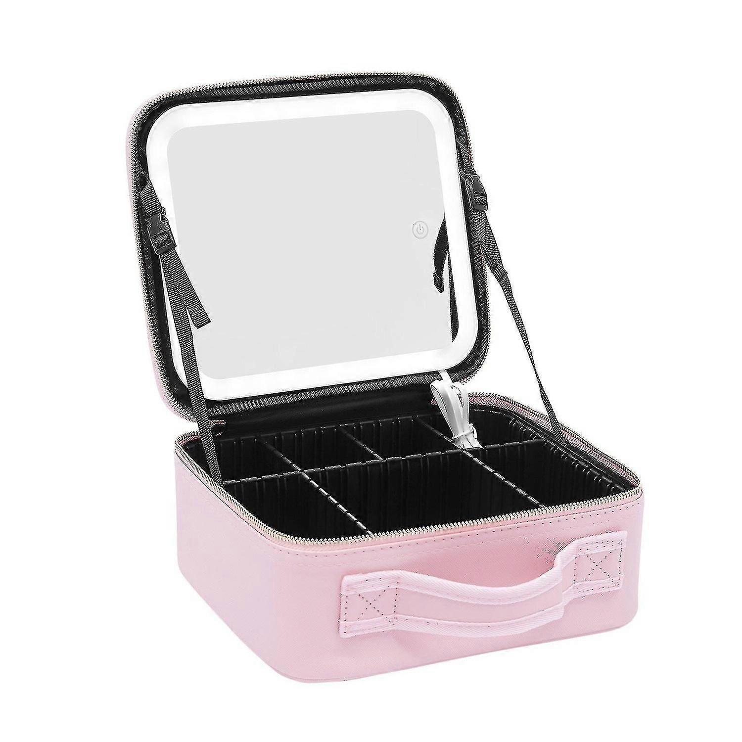 Led Light Waterproof Makeup Case Brushes Organizer
