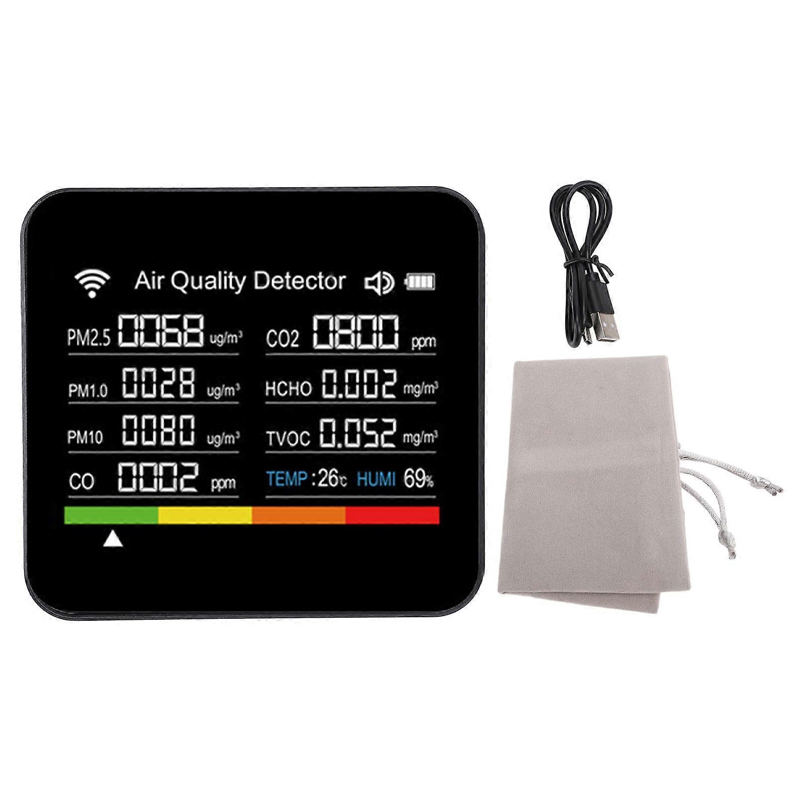 Smart Air Quality Meter 14 in 1 HCHO PM2.5 VOC Temperature Humidity Detector WiFi Indoor Air Quality Tester for Tuya APP