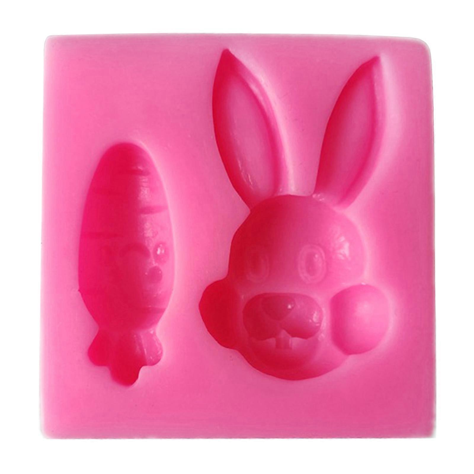 Silicone Fondant Mold Easter Bunny Shape Chocolate Candy Moulds Gum Paste Mold Polymer Clay Mold Cake Decorating Gadgets Pink