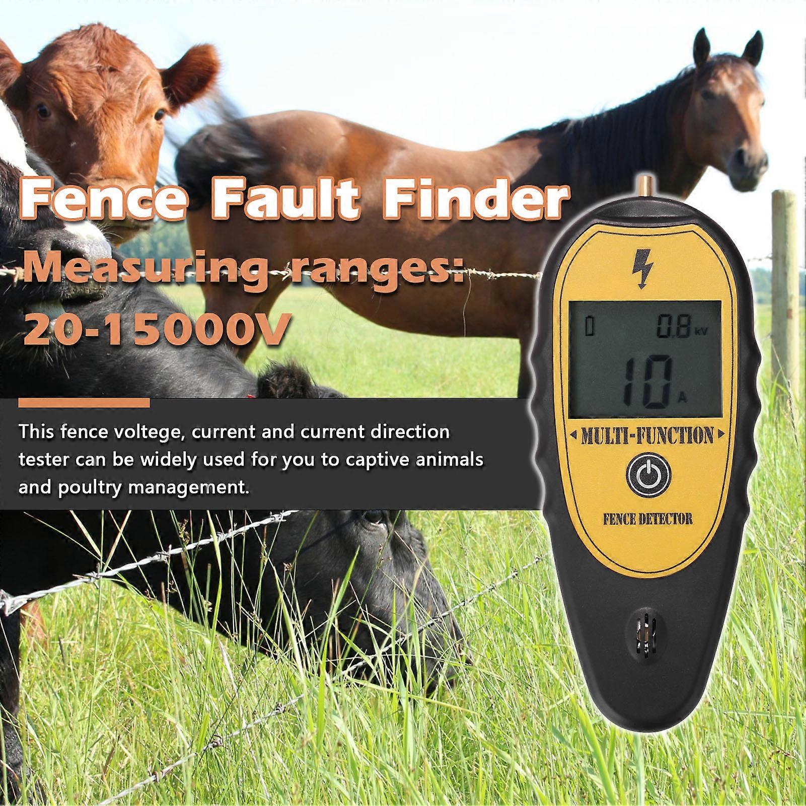 200-15000V Ranch Fence Digital Display Voltege Current Current Direction Tester Farm Electronic Fence Fault Finder Current Direction Measuring LCD