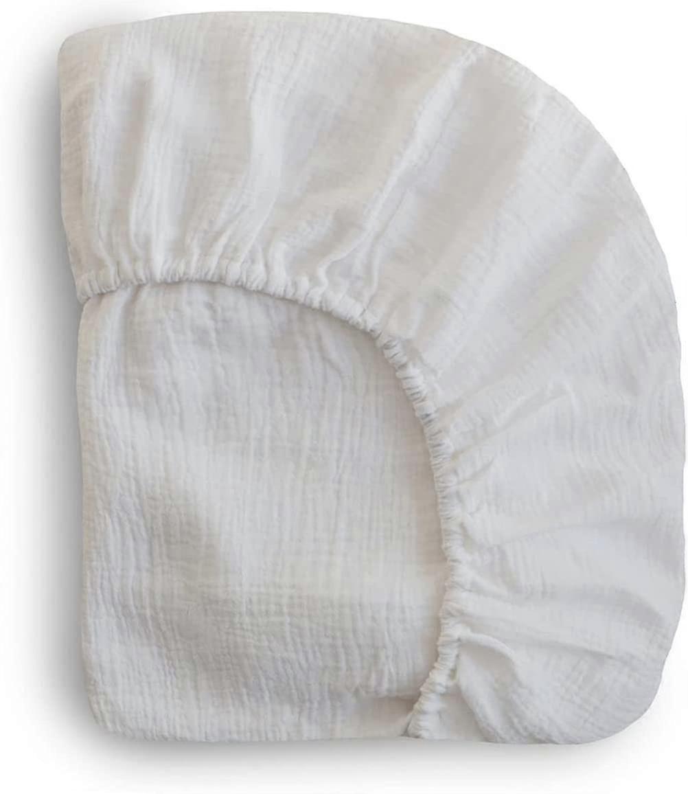 Extra Soft Muslin Fitted Mini Crib Sheet | 24"x 38" (White)