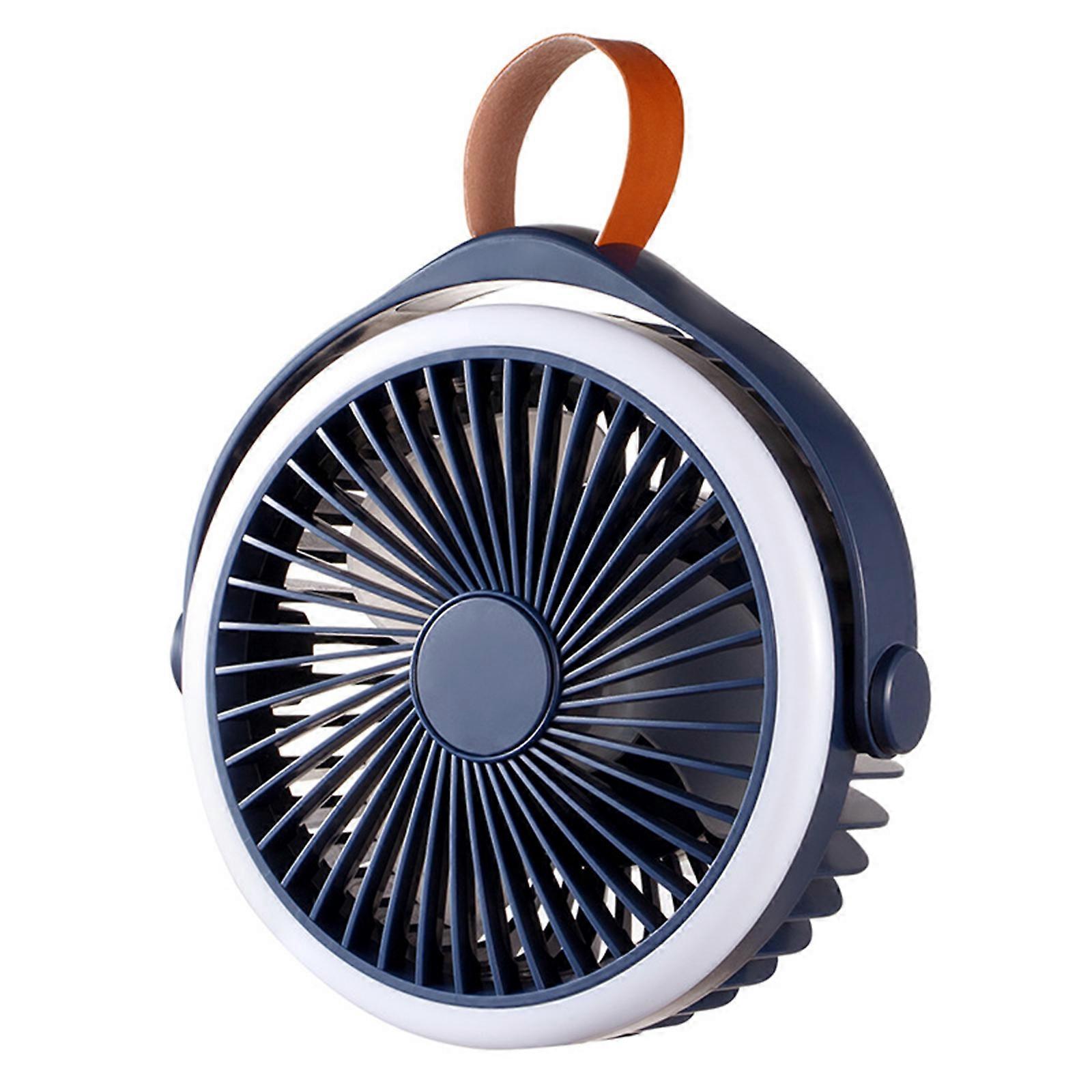 Ventilatore da soffitto portatile con lanterna a LED 2400mAh Ventilatore da campeggio ricaricabile Ventilatore sospeso a 4 velocità per tende per auto RV blu