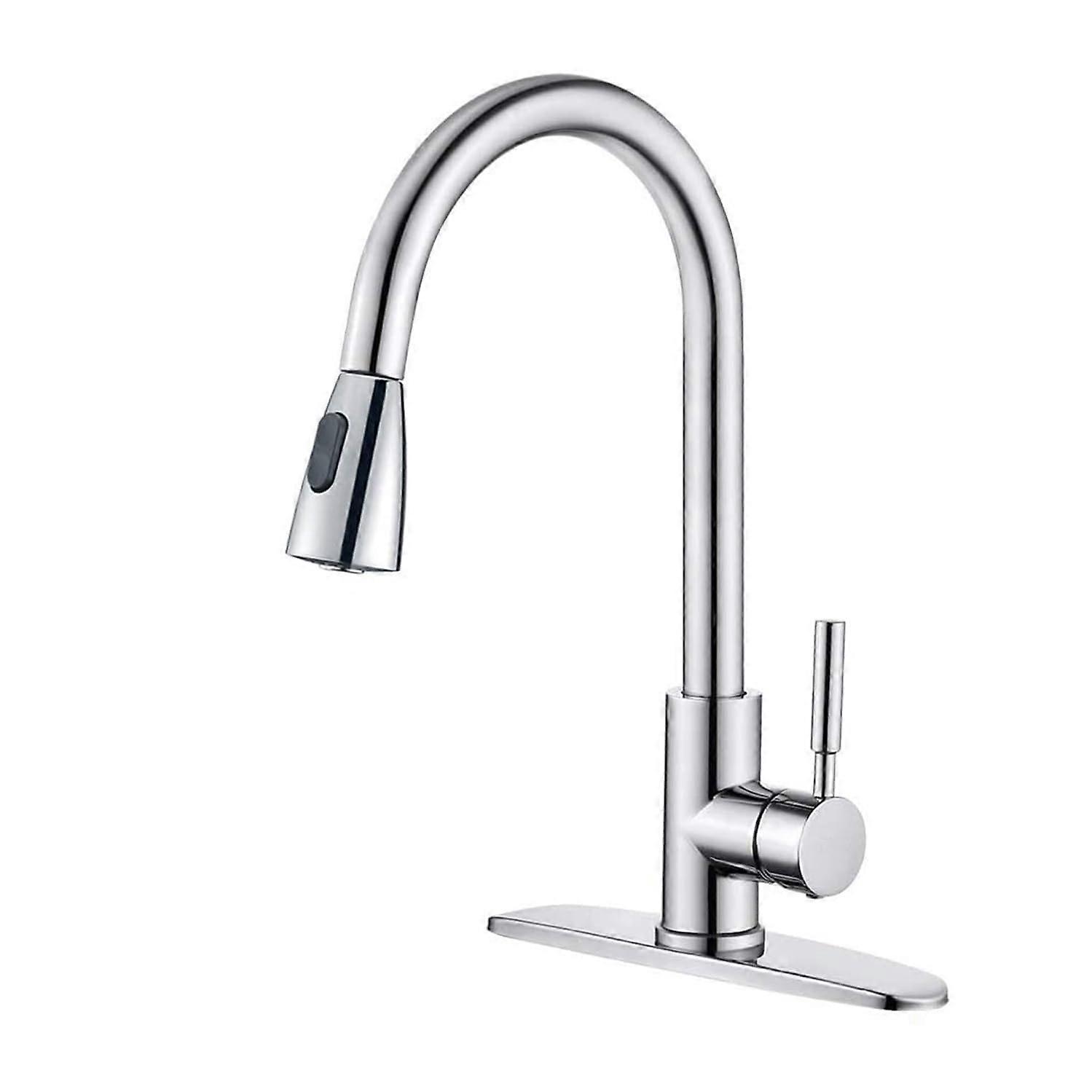 Pull down spray tap polished chrome, high arc single handle RV bar tap Modern Kitchen to upgrade deck plate stainless steel kitchen sink faucet
