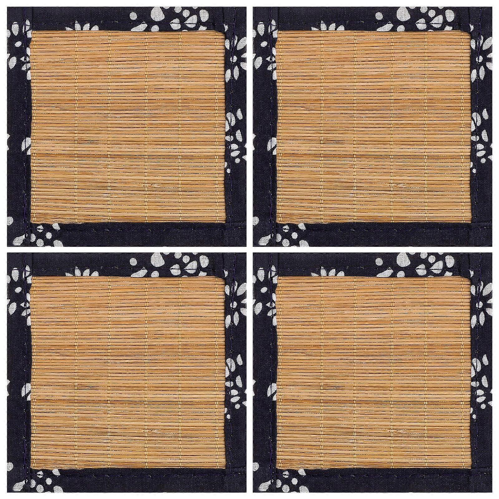 4pcs Bamboo Coaster Woven Square Cup Mat Tea Cup Coaster Tea Table Decorations