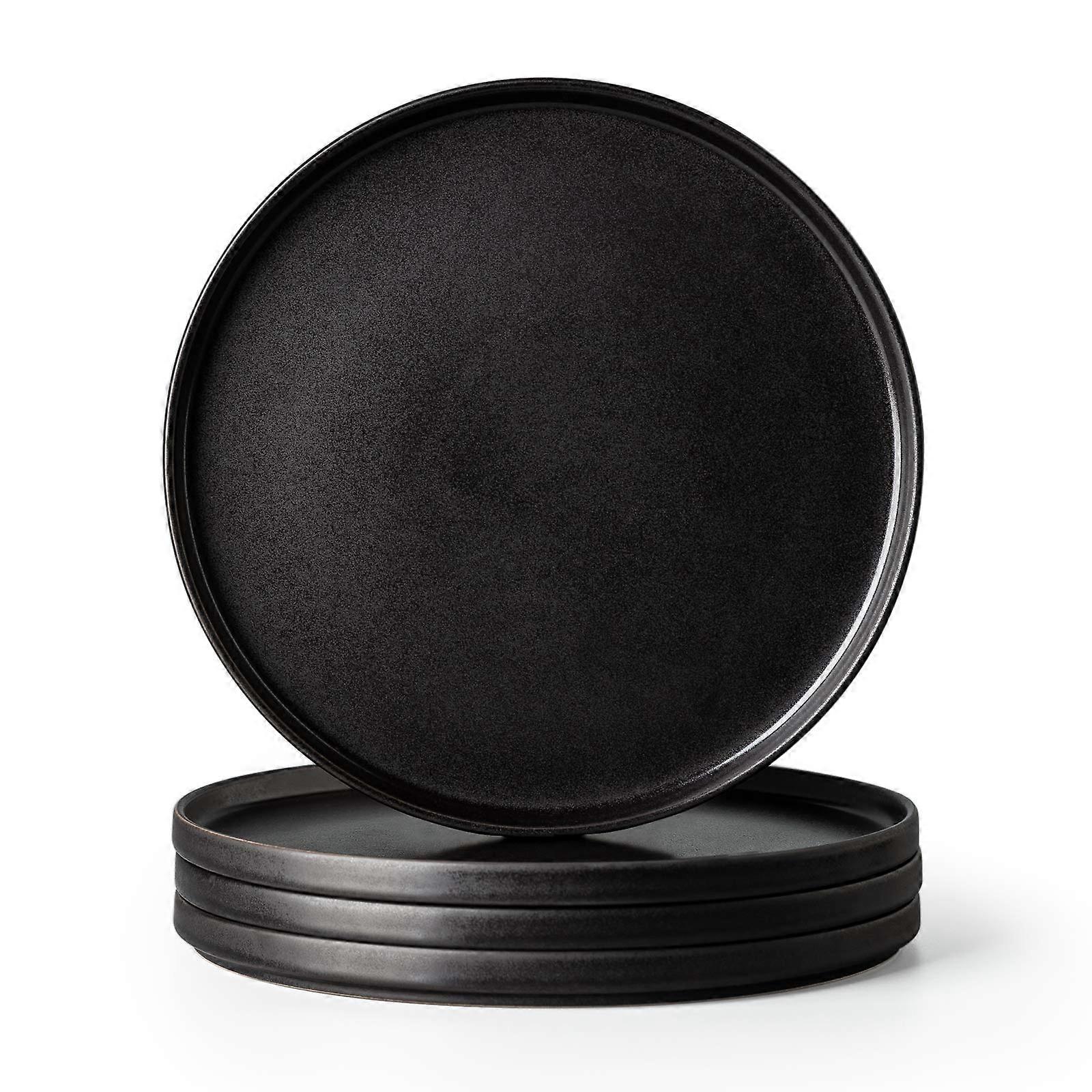 4 Set Plates Reactive Matte for Black Dessert 8.5 Inch
