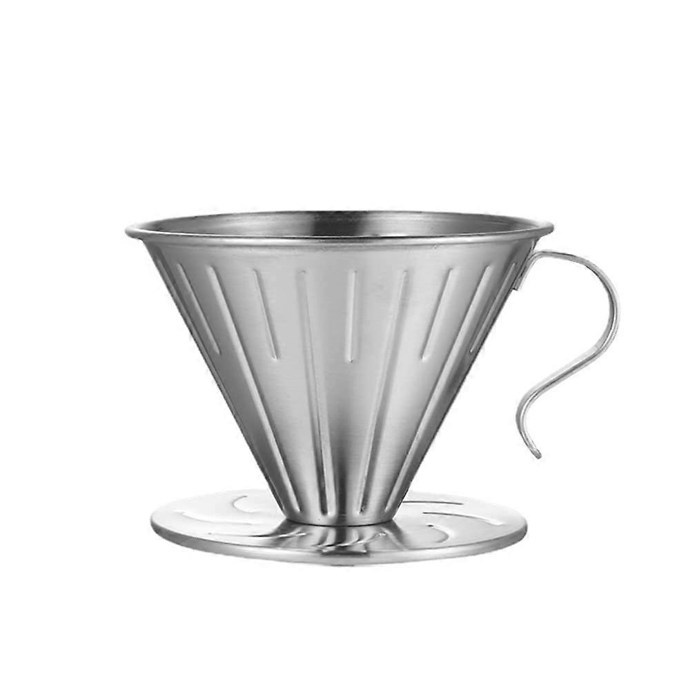 Pour Over Coffee Dripper 304 Stainless Steel V-Shaped Slow-Drip Reusable Filter With Handle Size L For Coffee Pot