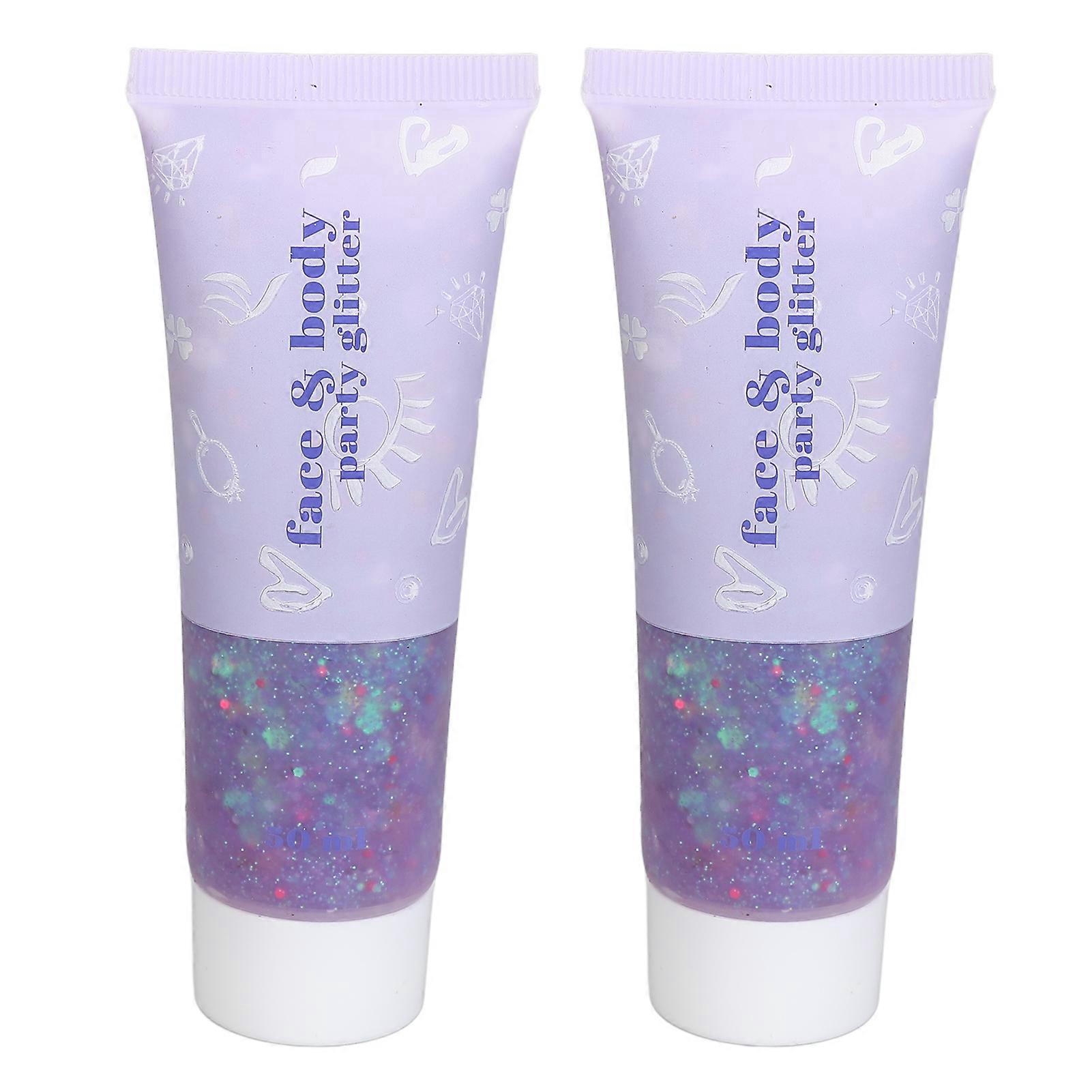 2 قطعة جل بريق للوجه والجسم جل بريق للجسم والوجه وشعر الشفاه 50 مل أرجواني لامع