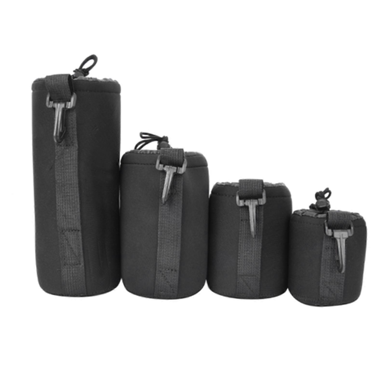4-pack svart neopren DSLR kamera linsskydd täcker elastisk bärbar SML XL stötdämpande linsväska