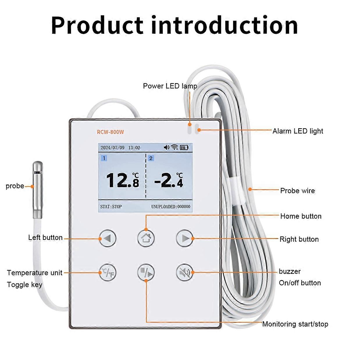 Wireless Real Time Humidity Temperature Data Logger with External Probe Wireless Monitoring for Col