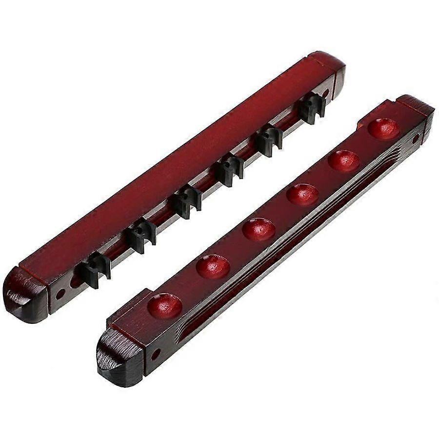 Ein Set Pool Queue Rack Wandhalterung Stick Rack Holz Billard Queue Halter Stand mit 6 Queues Clips fr Billard Snooker Zubehr, Mahagoni