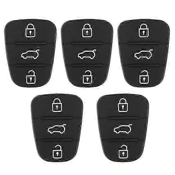 Car Rubber Button 5pcs Replacement for 3 Button Rubber Key for Hyundai Fit for Kia (Without