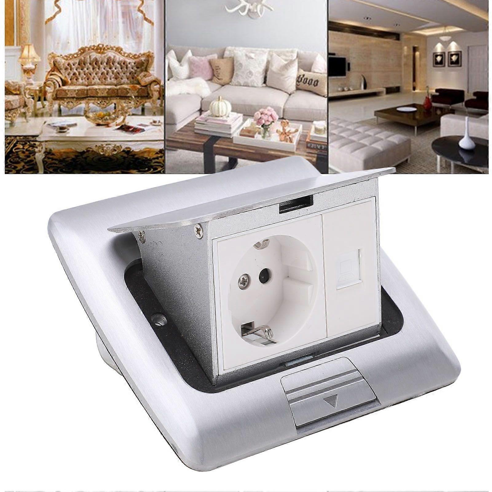 SSRGV Floor Socket Waterproof Good Sealing Embedded Safe Practical Silver Half Arc Bounce Floor Socket 250V 16A