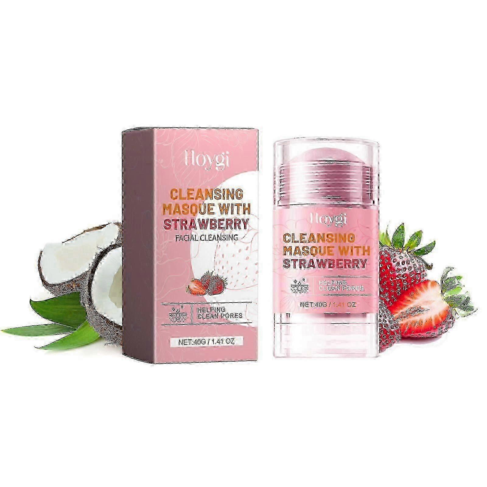 Cleansing Masque With Strawberry, Deep Clean Pores Lighten Acne Firming Clay Mask Stick Soft And Smooth Skin