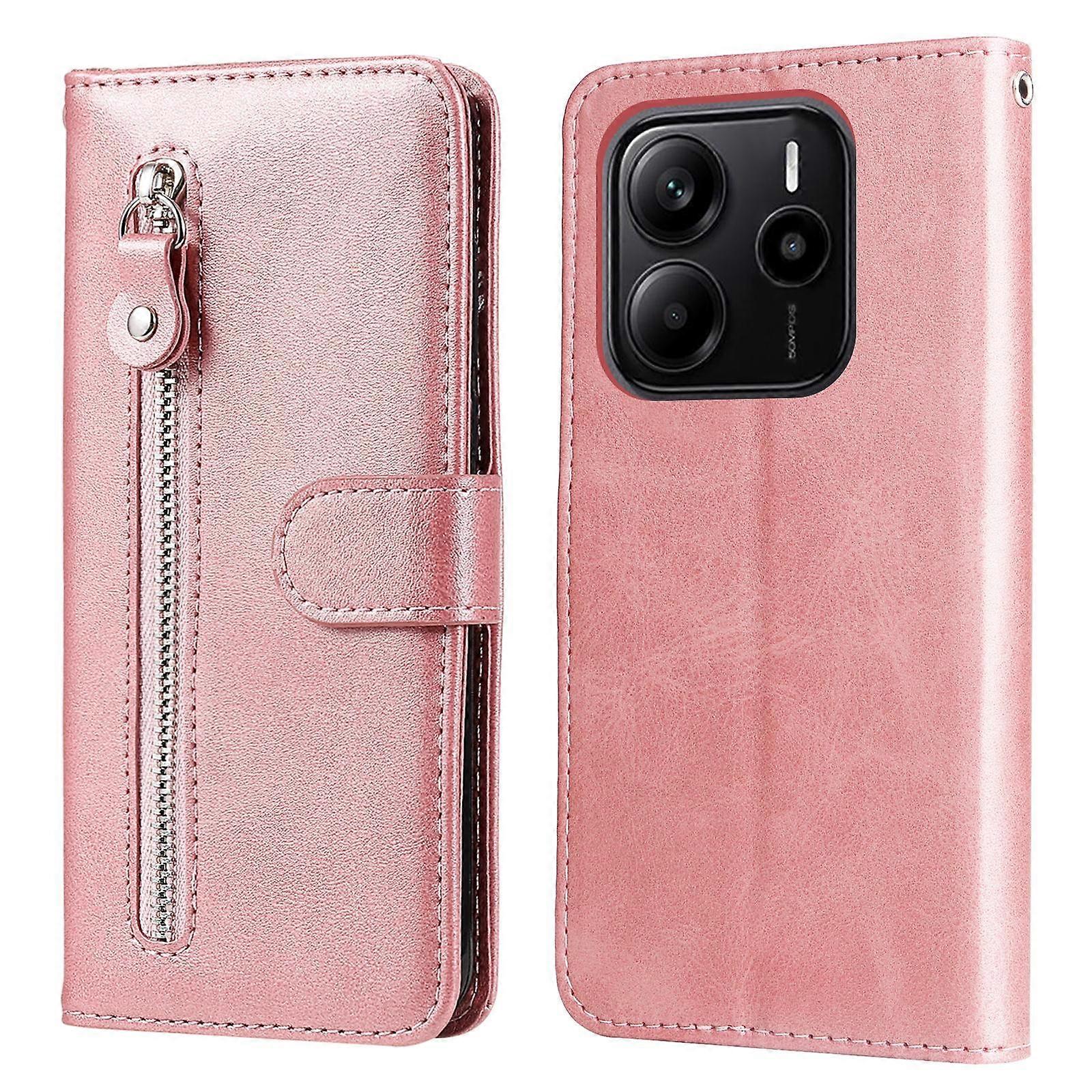 Étui de téléphone en cuir de veau texturé avec fermeture éclair