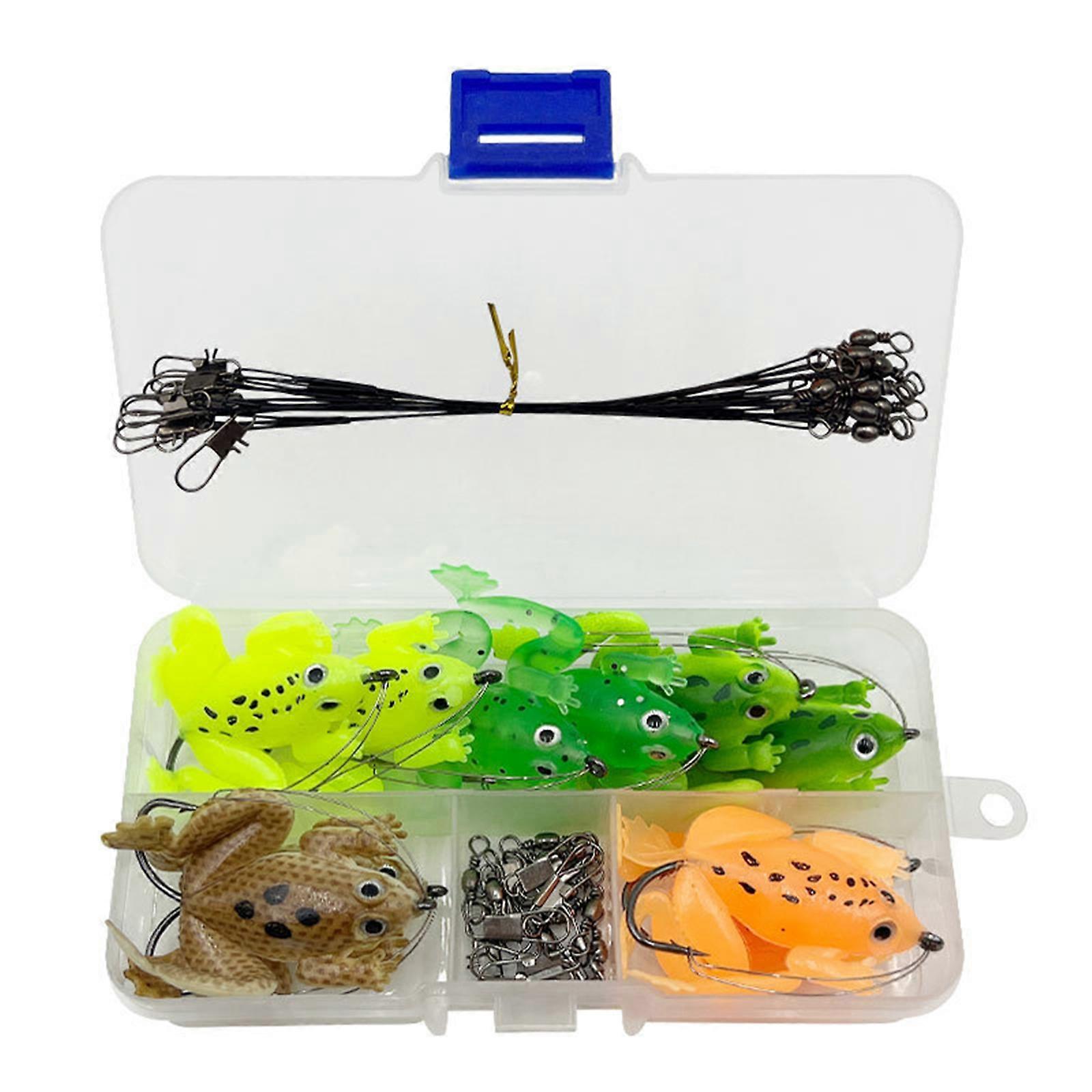 30Pcs Angelköder Weiche Künstliche Frösche Angeln Forelle Fischköder Doppelpropeller Bunte Große Füße Swimbaits Set