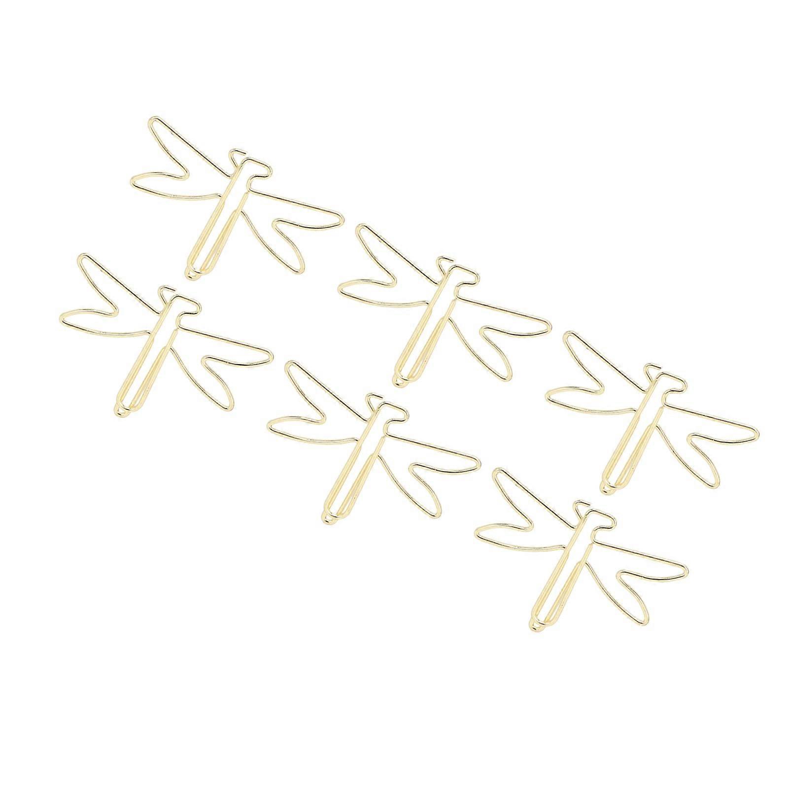 Rose Gold Metal Dragonfly Shaped Paper Clips, 100Pcs for Office, School Daily Use