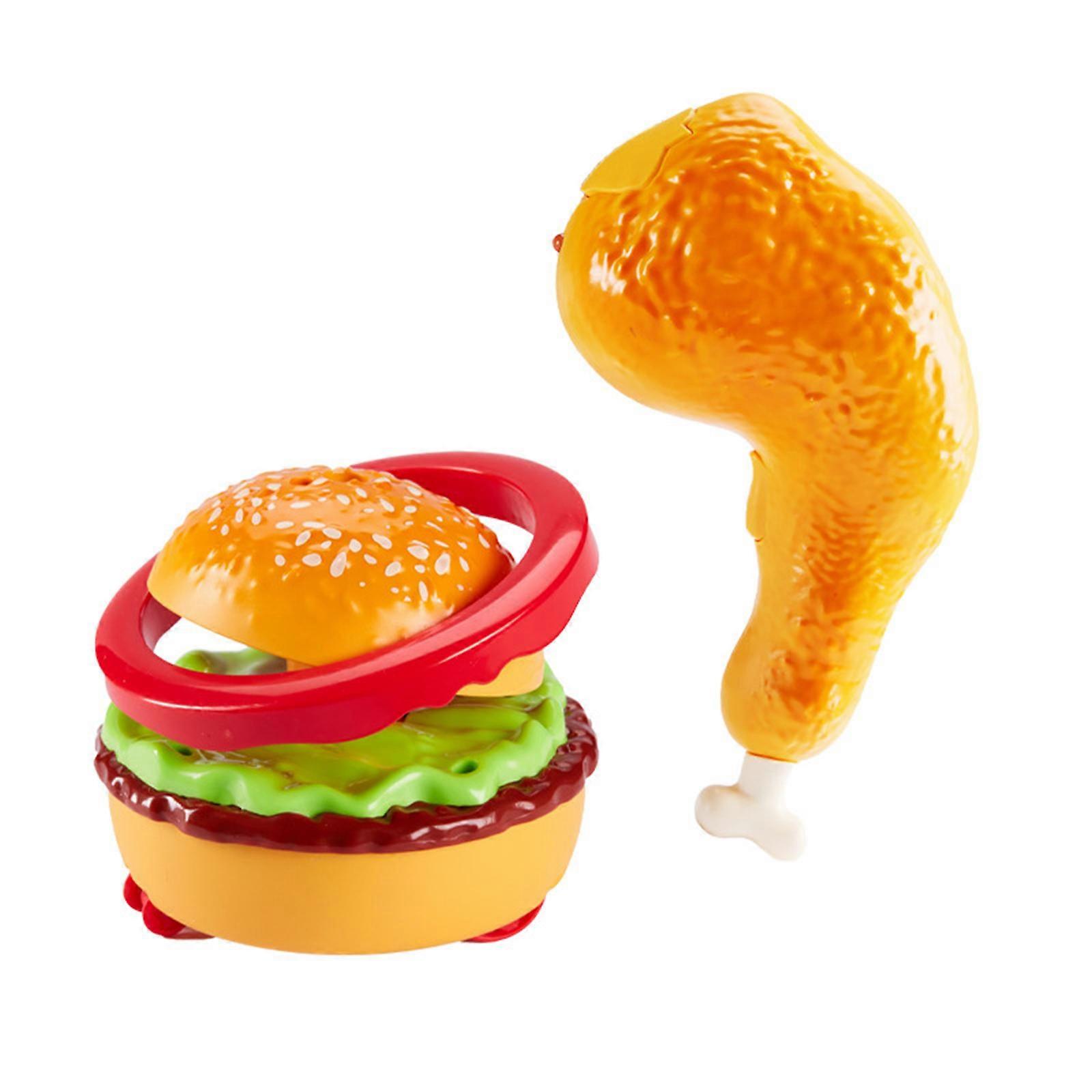 Remote Control Chicken Leg Toy Burger with Cool Lighting Music Transformable Toy Musical Model Interactive Toy