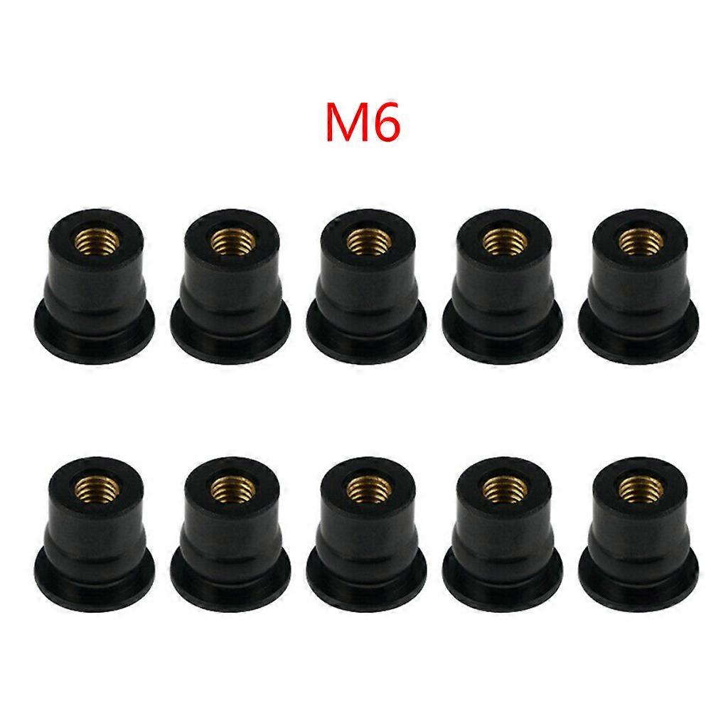 10Pcs M4/M5/M6 Rubber Well Nuts Blind Fastener Windscreen Windshield Fairing Cowl Motorcycle Modification Tools Black M6