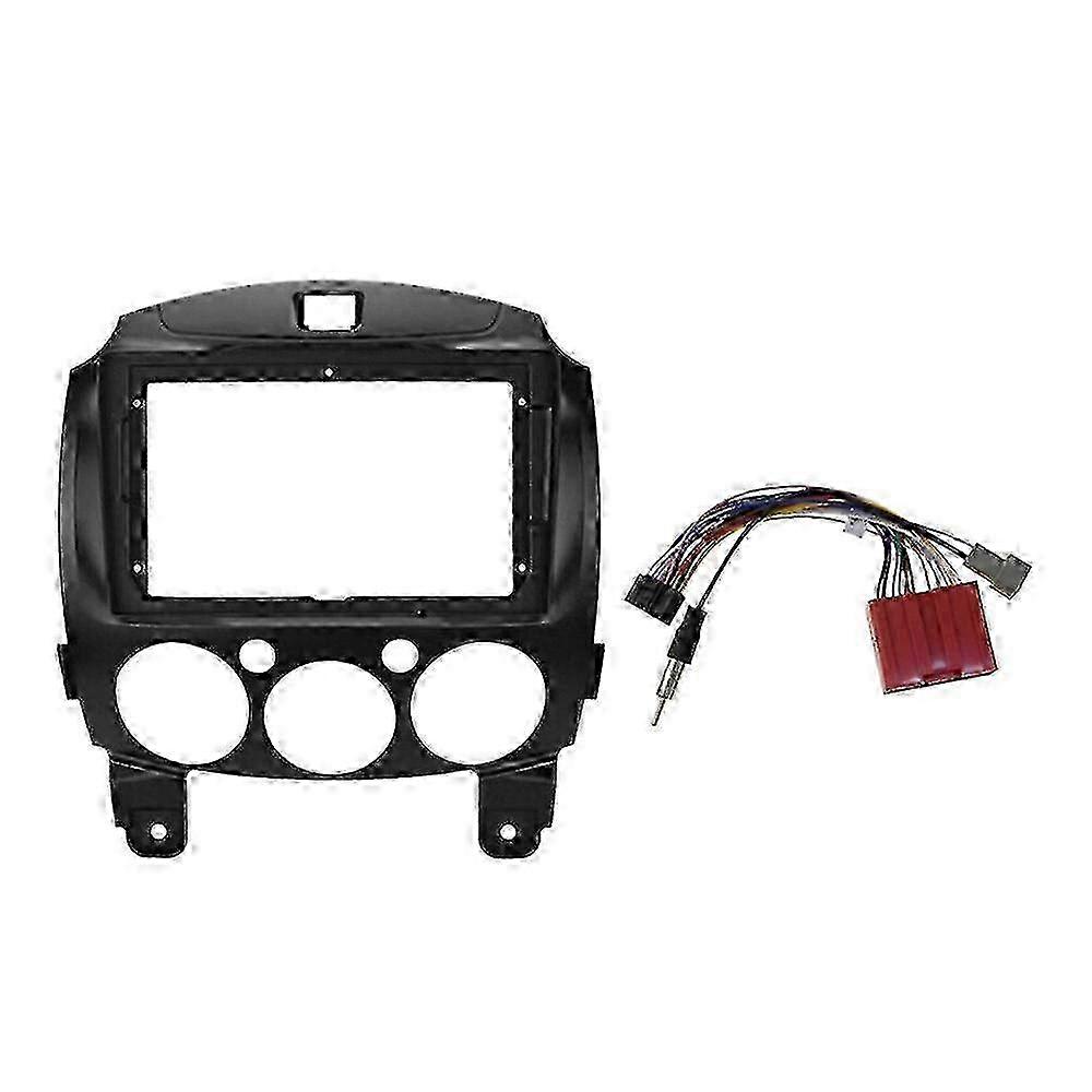 マツダ 2 デミオ 2007-2014 用 9 インチ 2DIN カーダッシュフレーム ワイヤハーネス付き