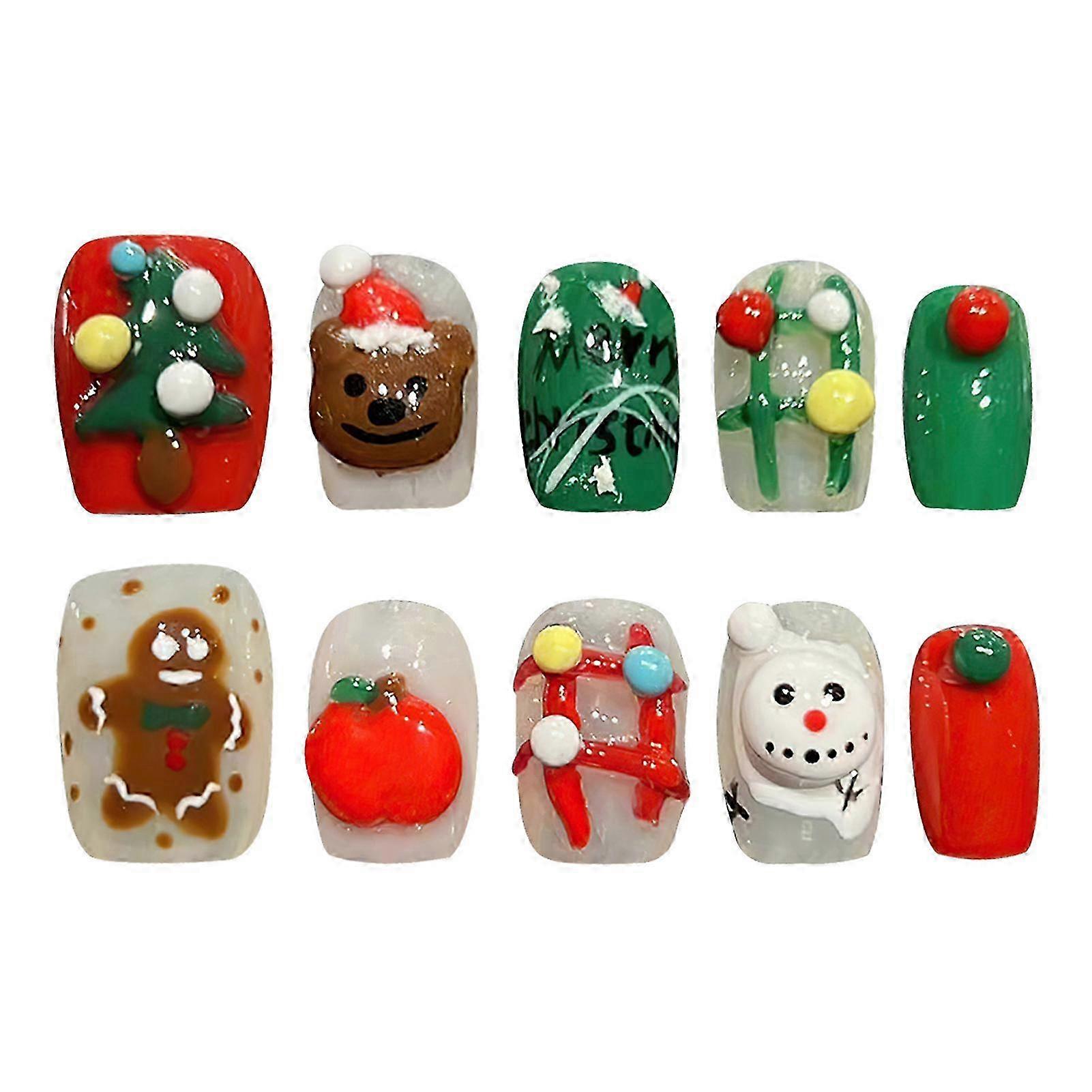 Christmas Short Artificial Nails Finger Odorless Provides a Comfortable Experience for Stage Performance Wear 2025