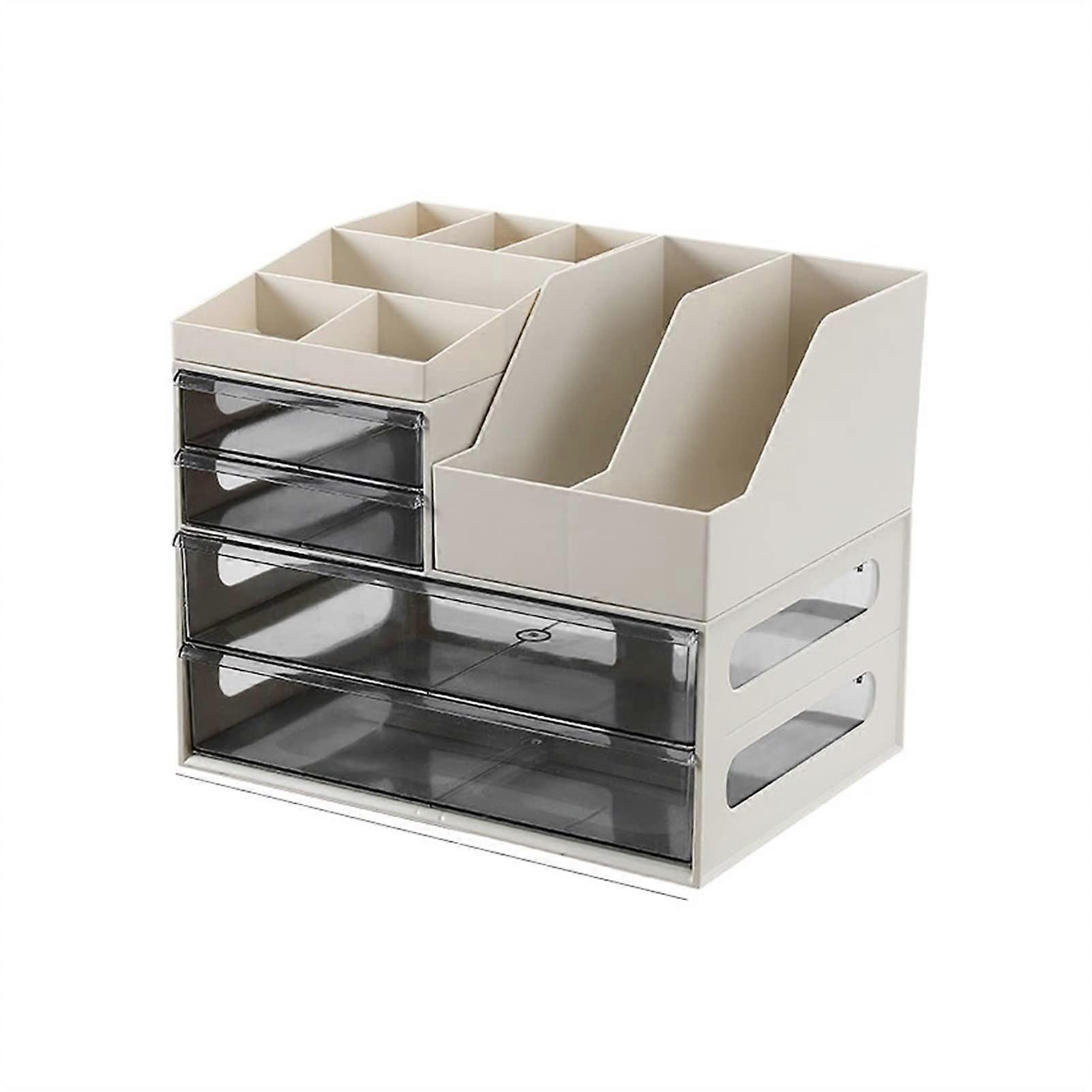 Magazine rack, stackable storage box, filing shelf, desk organizer, 5 levels with drawers