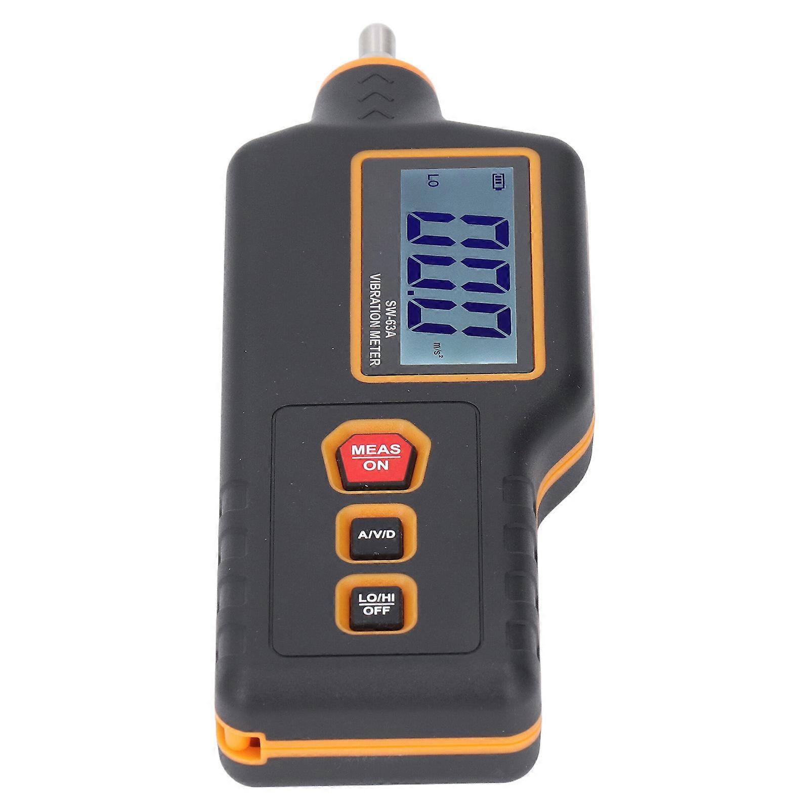 Digital Vibration Meter Acceleration Velocity Displacement Measurement Handheld Integrated Vibrometer with Long Probe