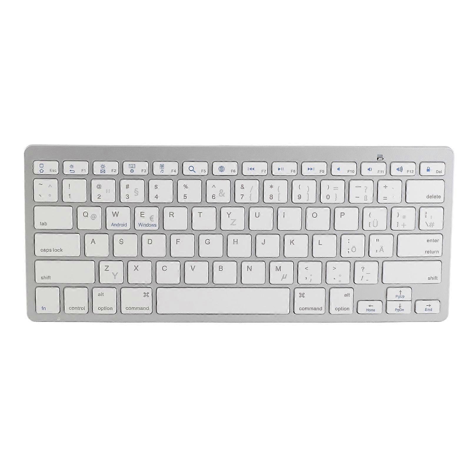 Wireless Bluetooth Keyboard, Portable, Compact, Ultra Slim, Bilingual, Universal, for PC, Laptop, German QWETZ Layout