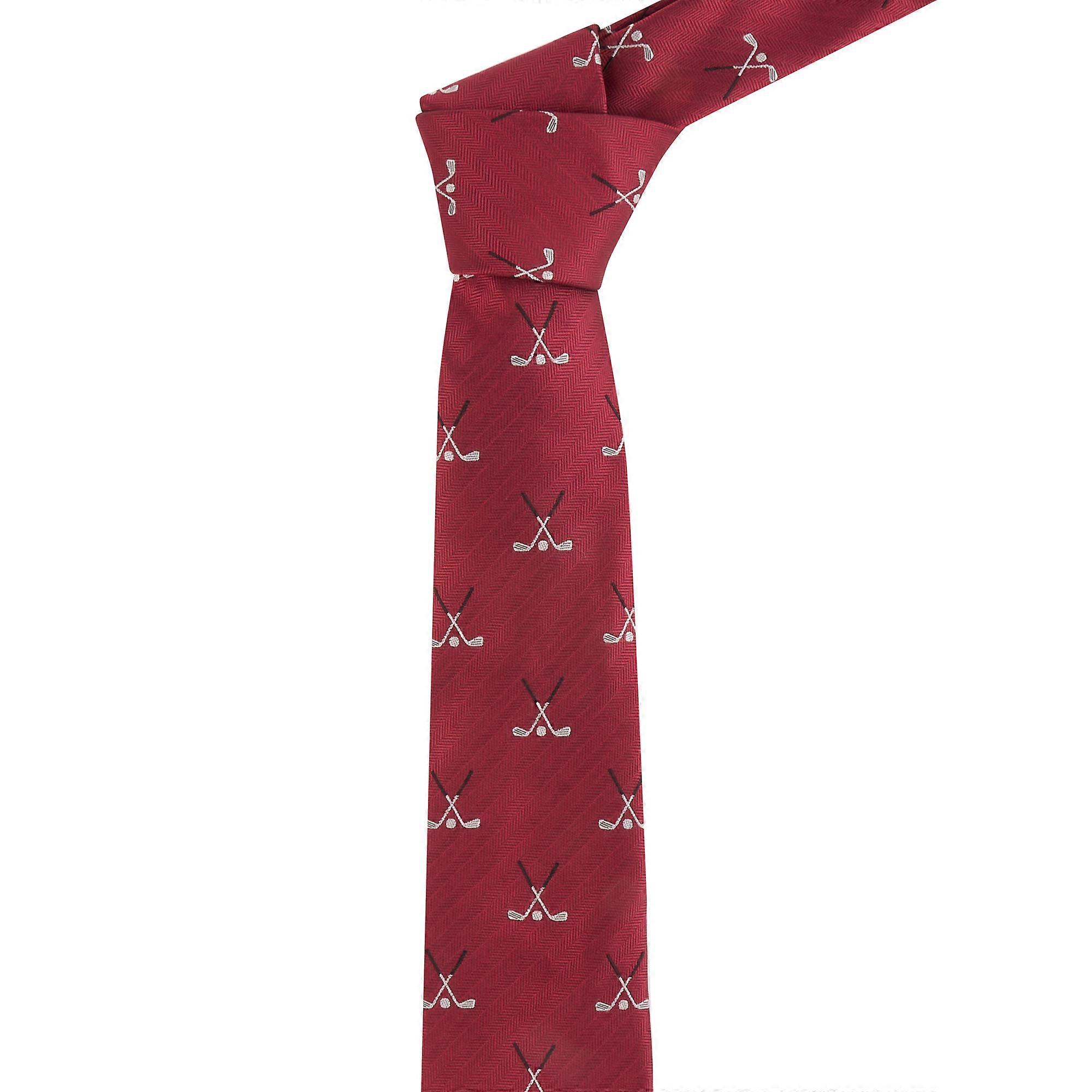 Burgundy Red Golf Clubs Herringbone Tie