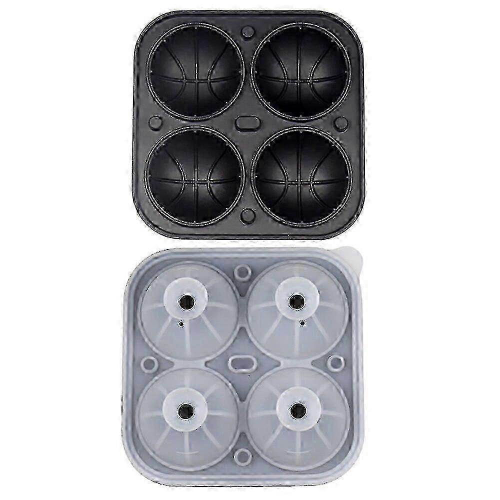 カクテルウイスキー用DIYシリコンアイスボールモールド-サッカーバスケットボールシェイプブラック