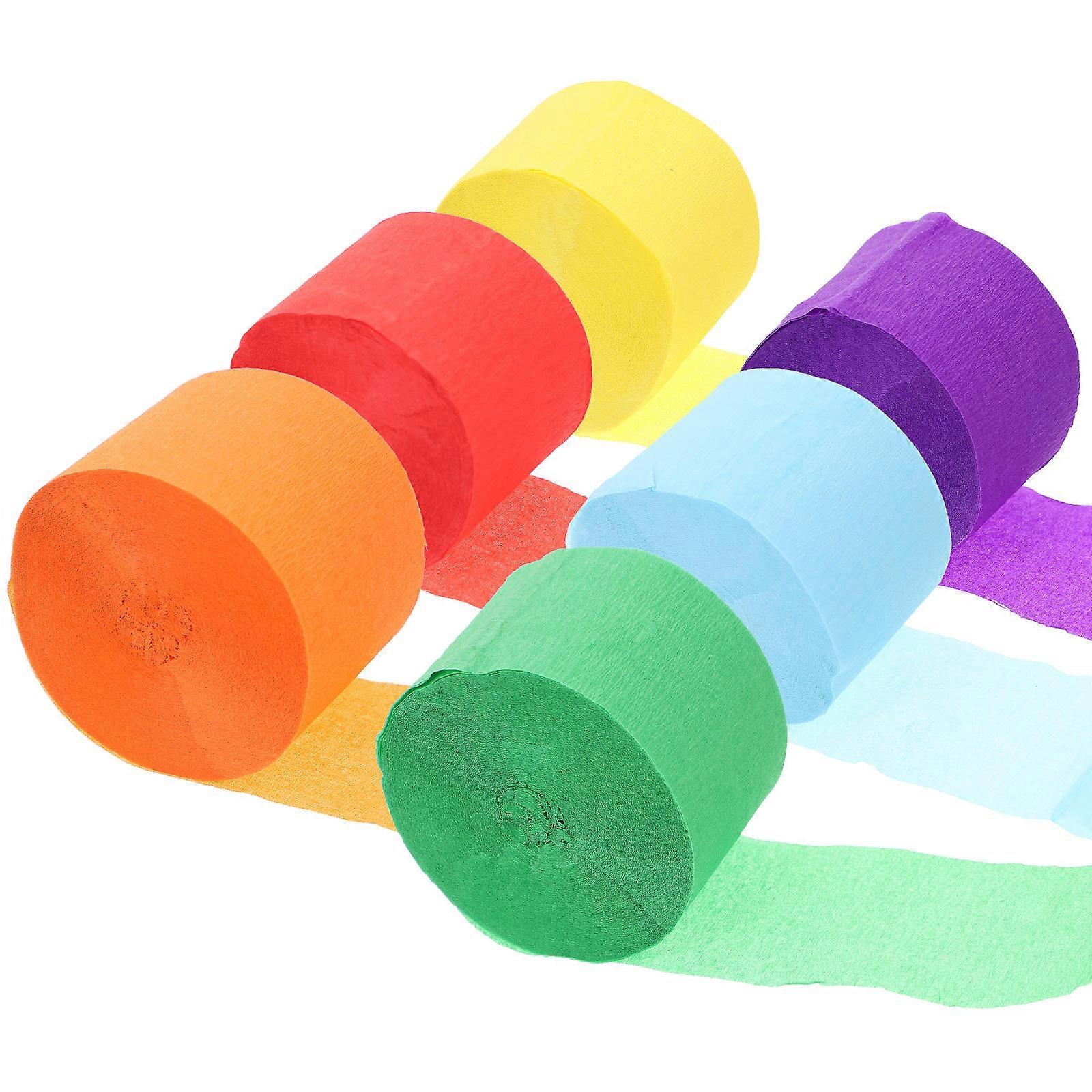 Rainbow Crepe Paper Streamers for Party Backdrops, Wedding & Birthday Decorations – Long Wrinkled Paper for Halloween, Home Hanging & Event Decoration