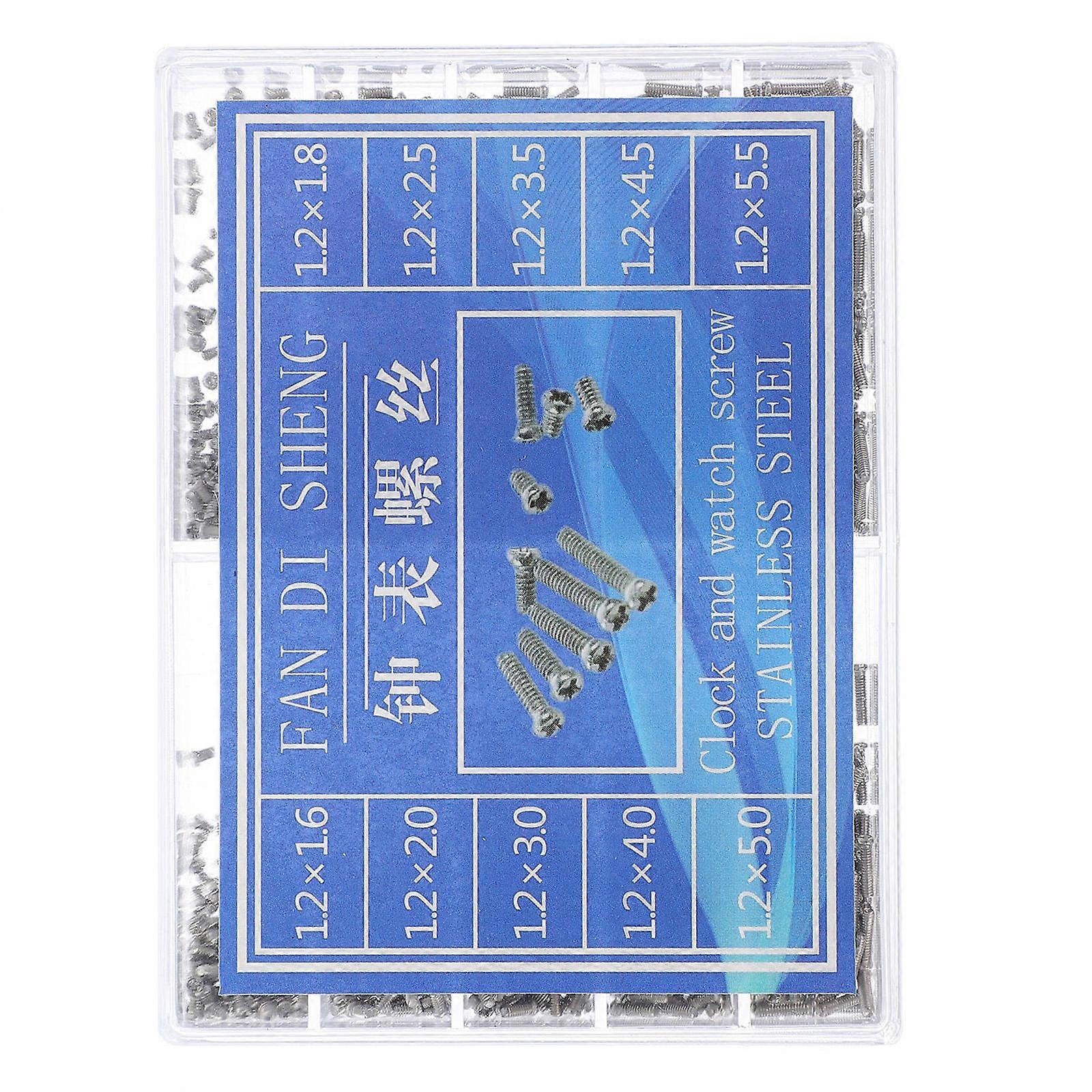 1000pcs 1.6mm to 5.5mm 10 Different Sizes Fixation Fasteners Screws for Watchmaker Tool