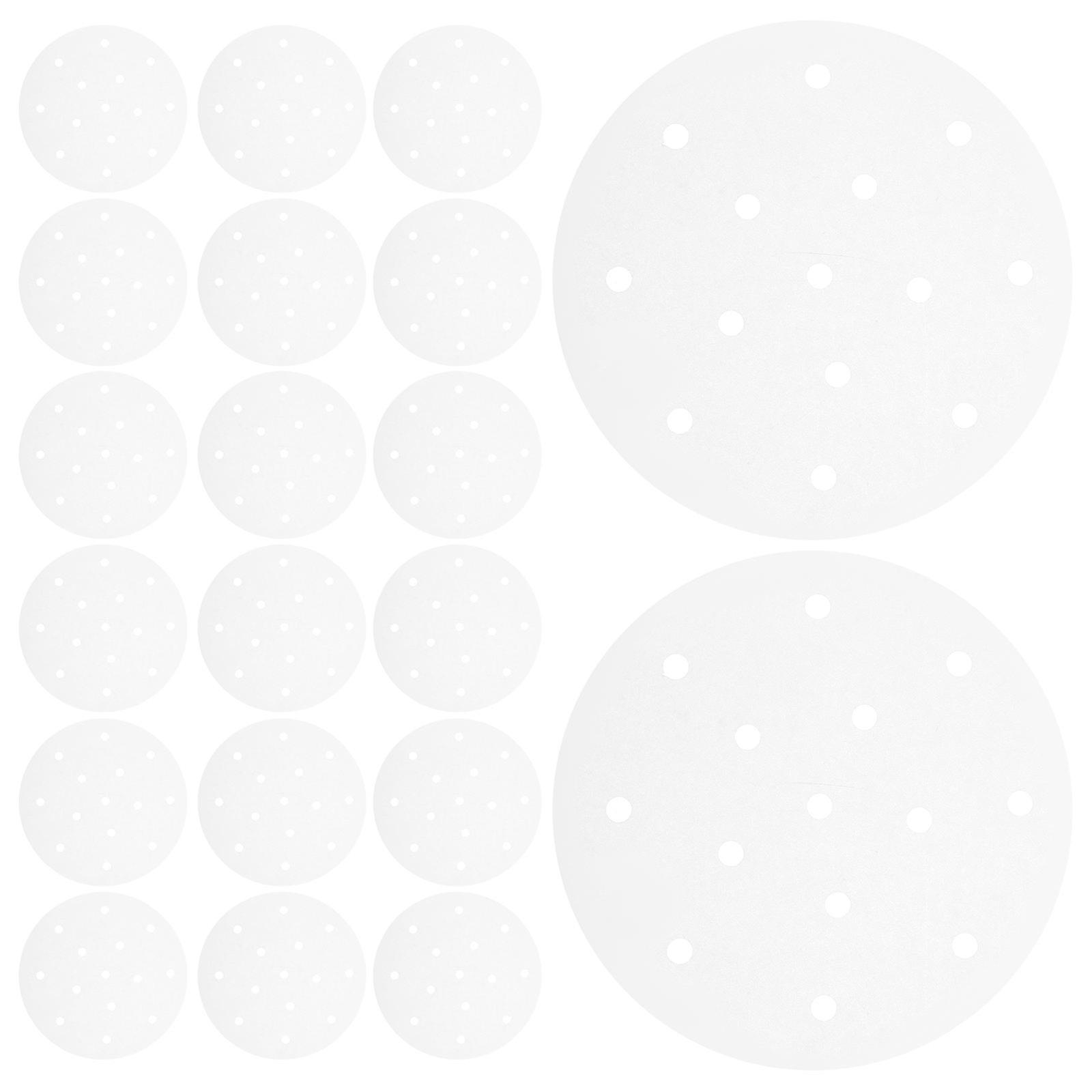 Round Steamer Liners Non-Stick Perforated for Steam Circulation Kitchen Supplies White 14.00X14.00X0.05CM 400 Sheets