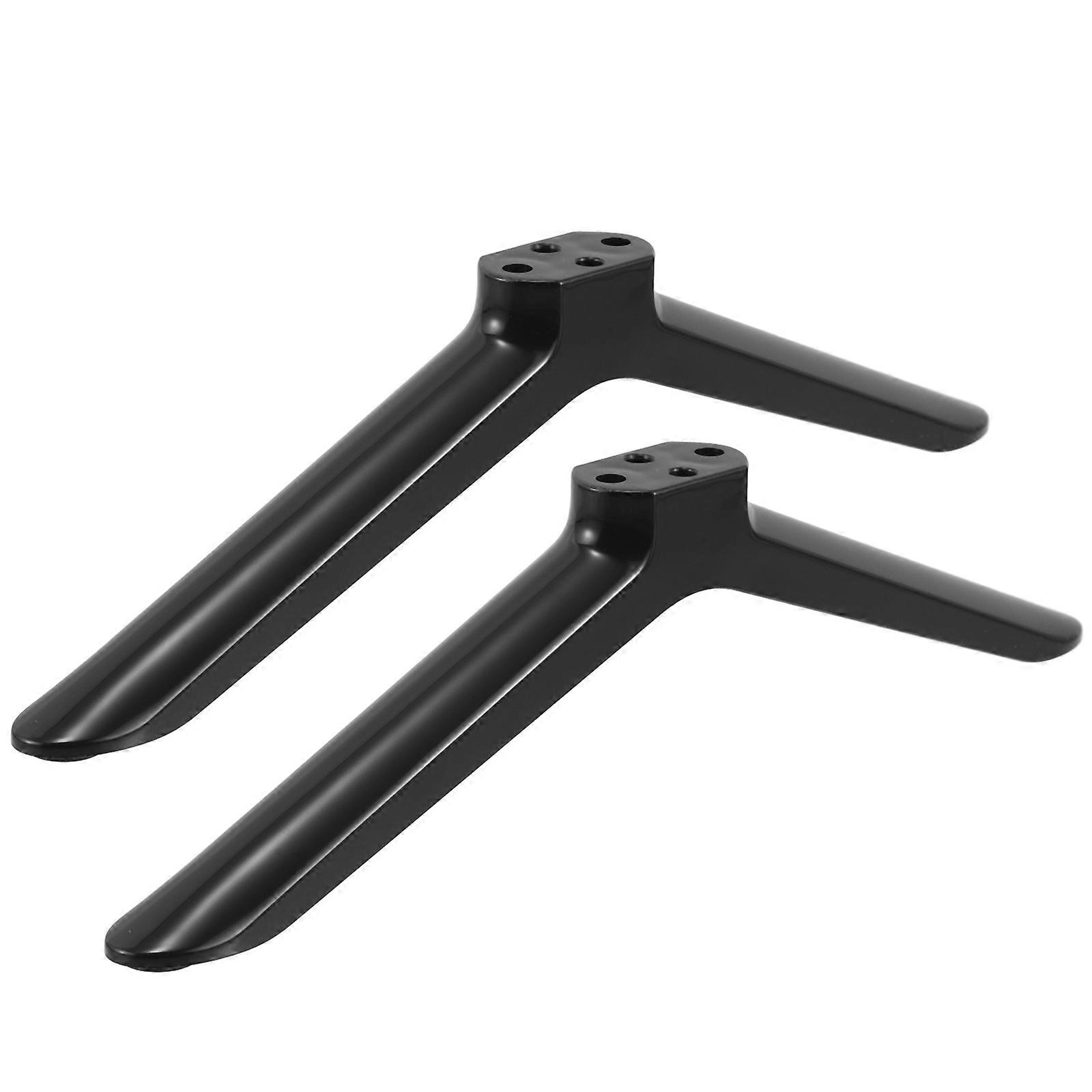 Computer Wall Mount Sleek Design Black Plastic Tv Stand Legs Easy Installation 2Pcs