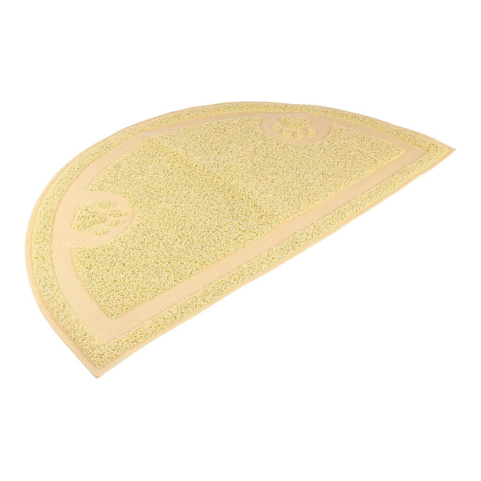 Cat Litter Mat Semicircular Pet Supplies Beige 60X30X0.5CM Non-slip Backing Protect Floors 1Pcs