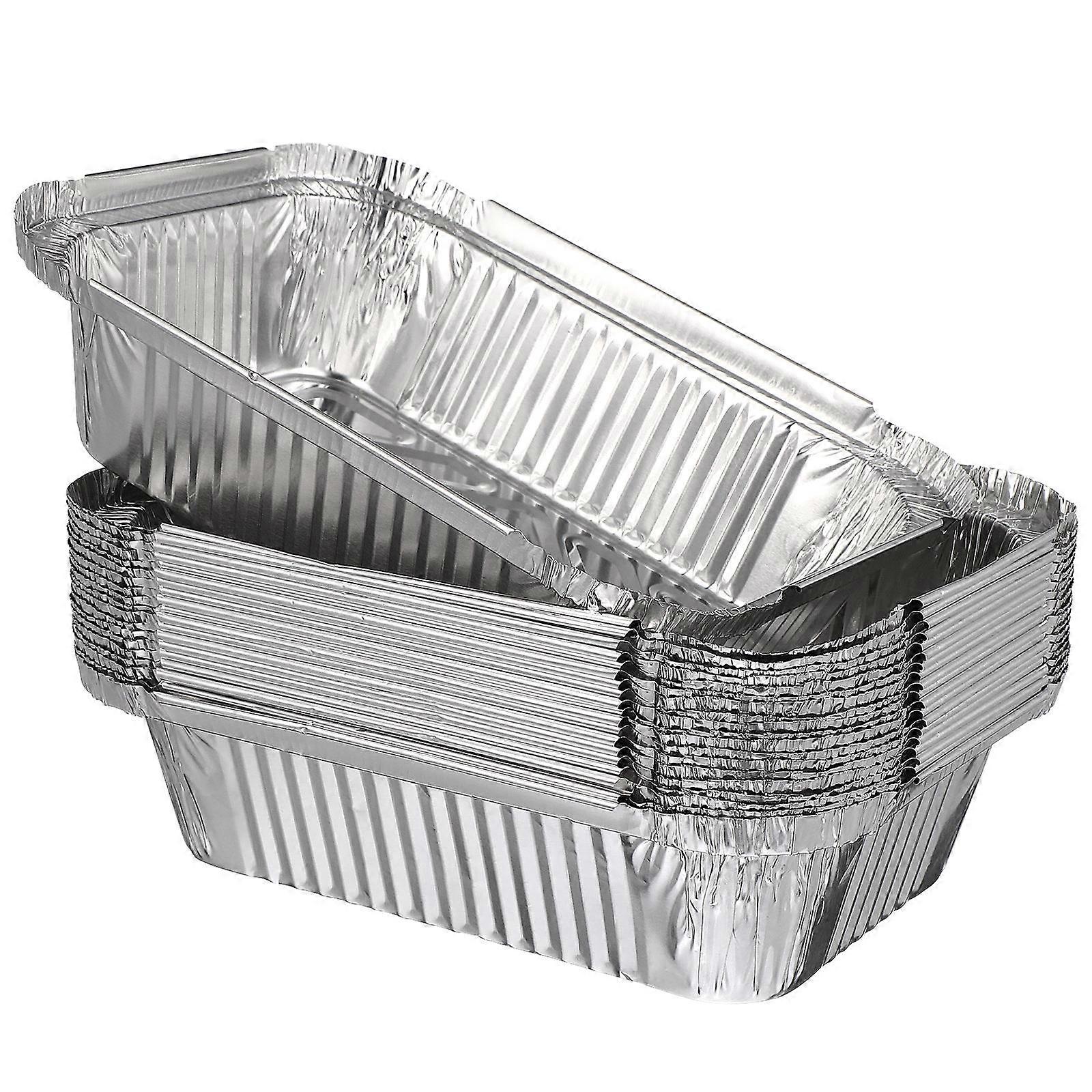 Bbq Cooking Foil Pans Aluminium Foil For Oven Roasting Broiling Cooking Silver 18.5X13.5cm Baking 20Pack