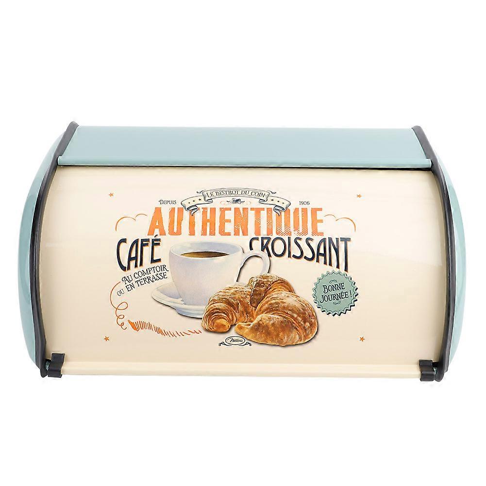 Large Capacity Metal Bread Box Kitchen Storage Container (Blue)