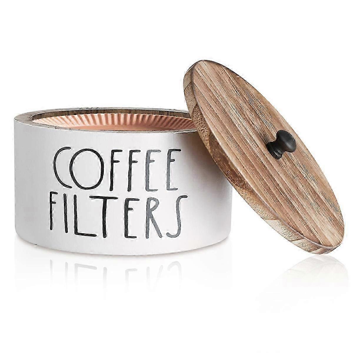Coffee Filter Holder Wooden Coffee Filter Container Coffee Filter Storage with Lid Rustic Coffee Fi