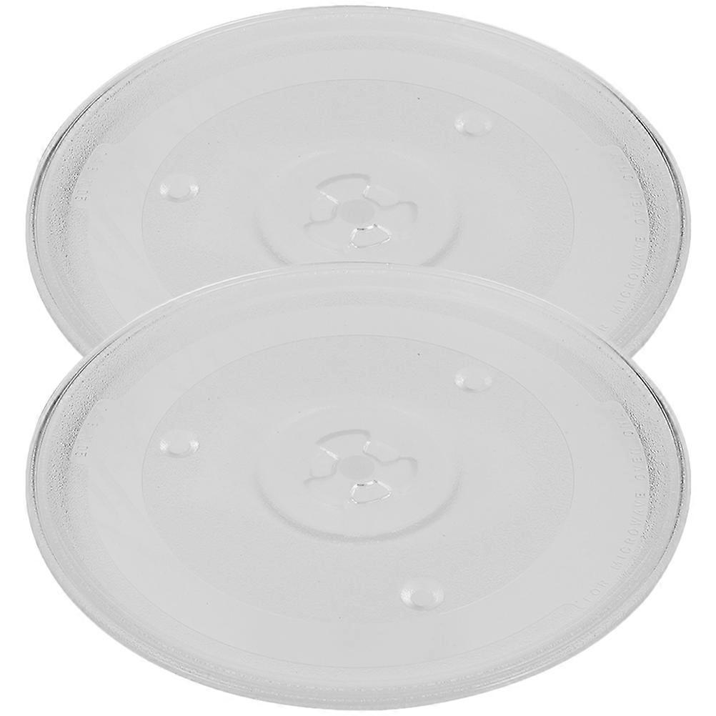 Microwave Oven Cooking Plate Transparent Glass Material 27cm Replaceable Kitchen Users 2Pcs