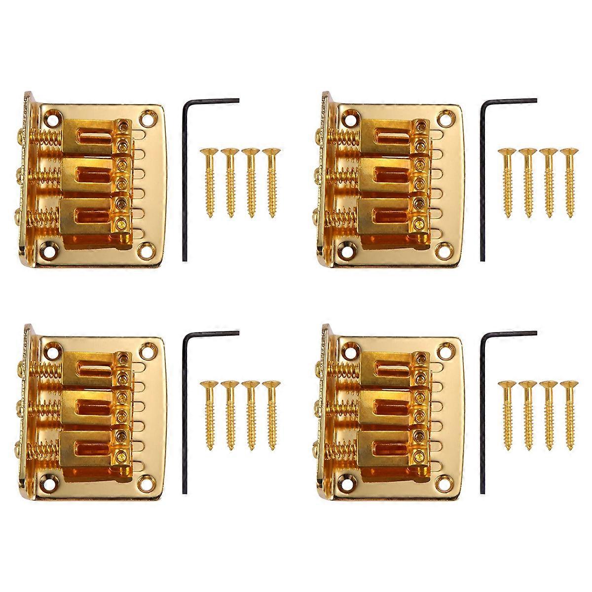  Guitar Parts: 3-string Gold Top Adjustable Bridge Gold