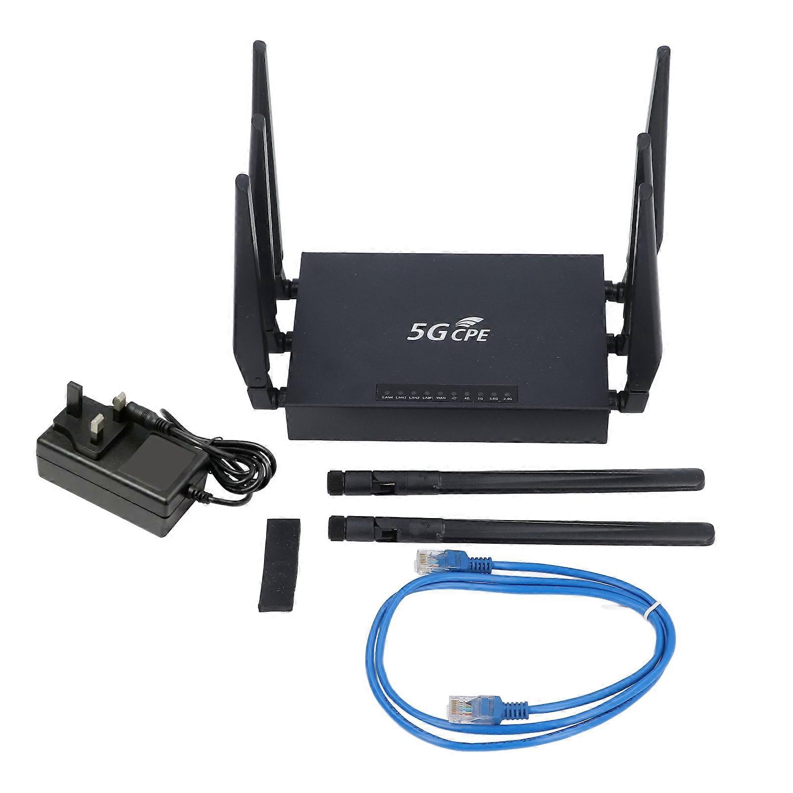 5G CPE Router with SIM Card Slot, Dual Band Wi-Fi 6, 1000Mbps Gigabit Ethernet Network, 5G Wi-Fi with 8 Antennas, UK Plug 100-240V