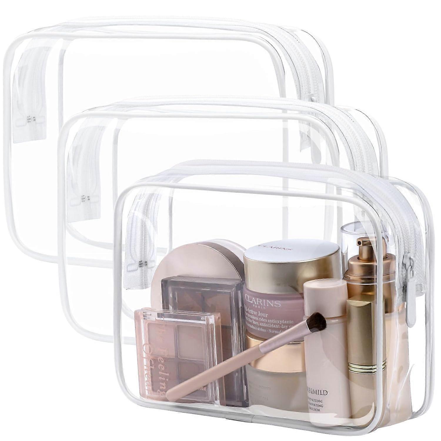 Transparent toiletry bag, 3-pack, white (for ages 12 and up)