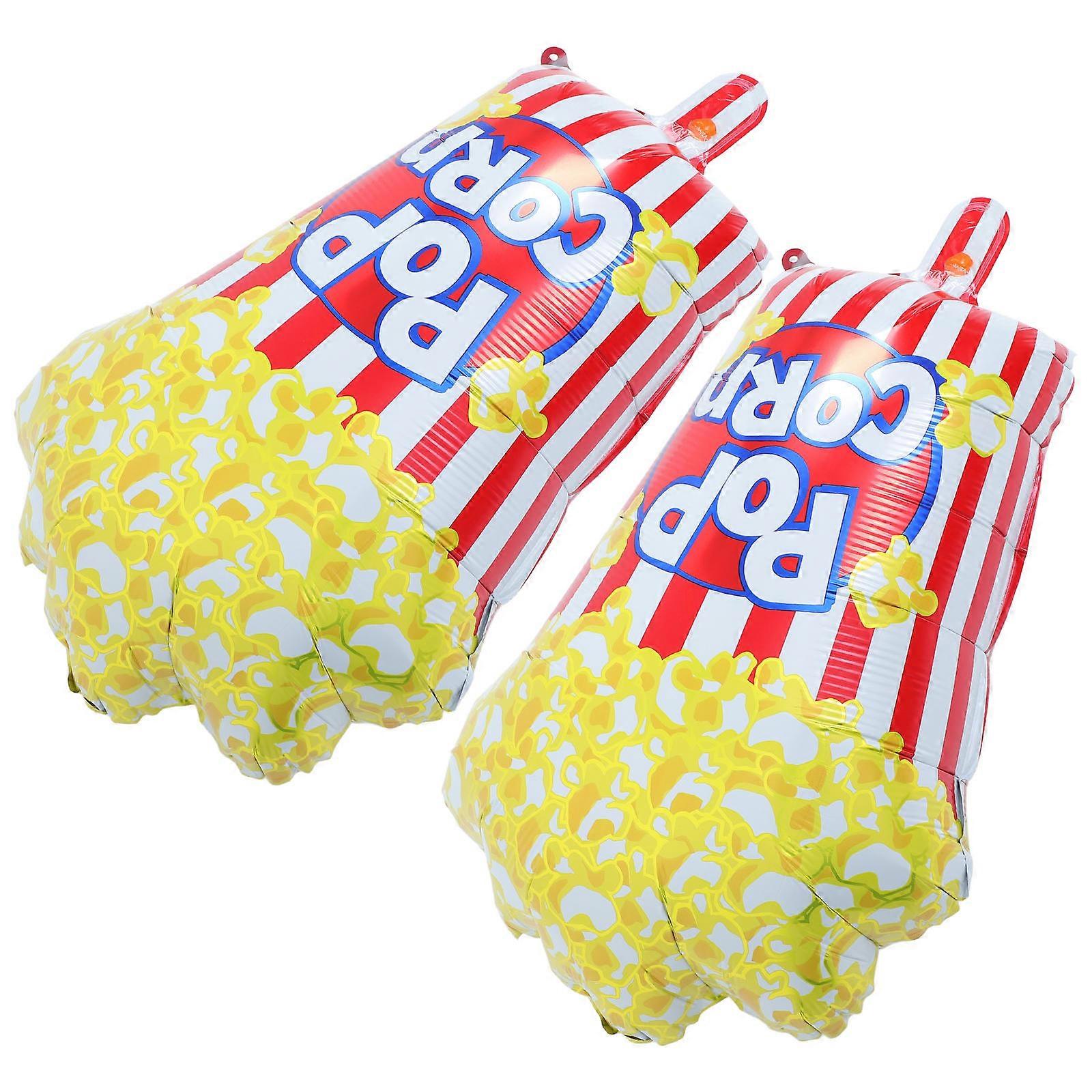 2pcs Popcorn Foil Balloons, Movie Theme Party Decorations for Carnival, Birthday, Fun Playful Design, Unique Memorable Atmosphere
