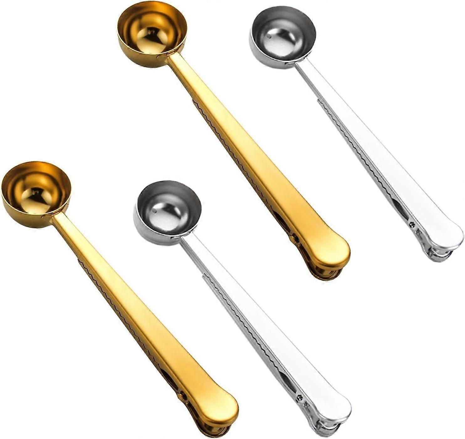 Stainless steel coffee measuring spoon with clip