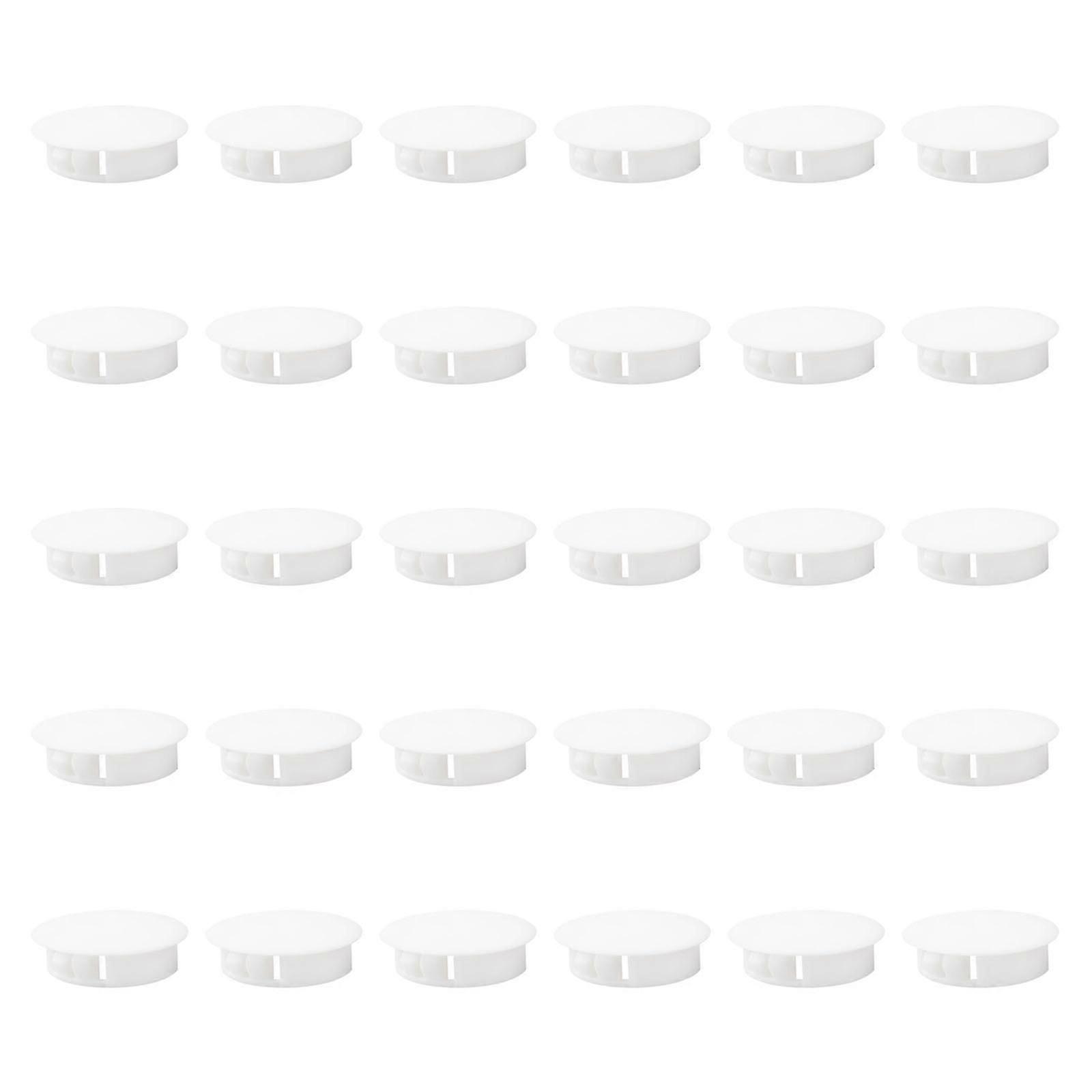 30Pcs White Flush Type Panel Plugs Drill Hole Covers Screw Caps Buttons for Kitchen Cabinet and Furniture Hole Coverage 8mm