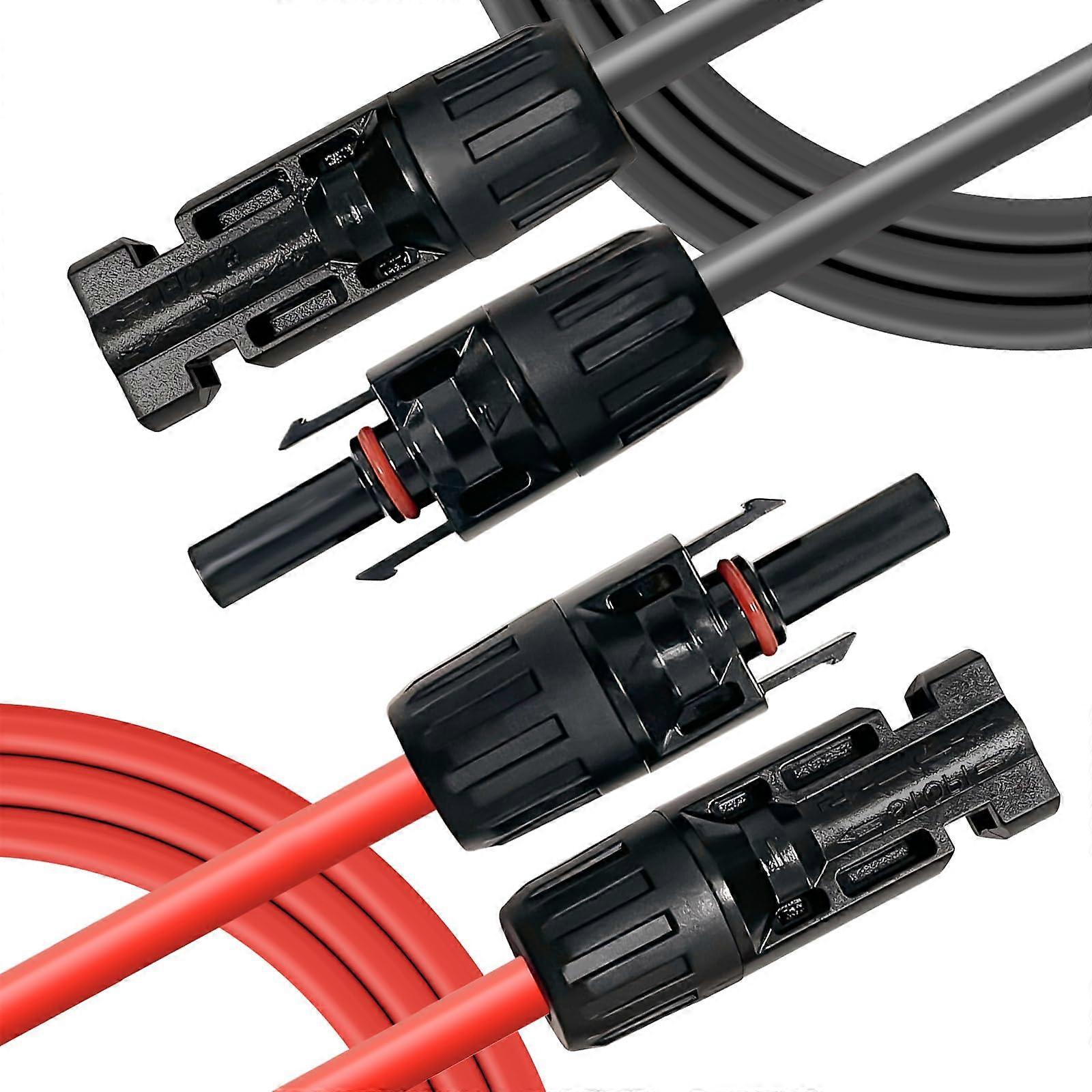 Professional Connection Cable Extension Cable 6 mm/4 mm Solar Cable with Mounted Solar Plug on Both Sides Red and Black Lines (4 mm/2 m) 4mm/2m