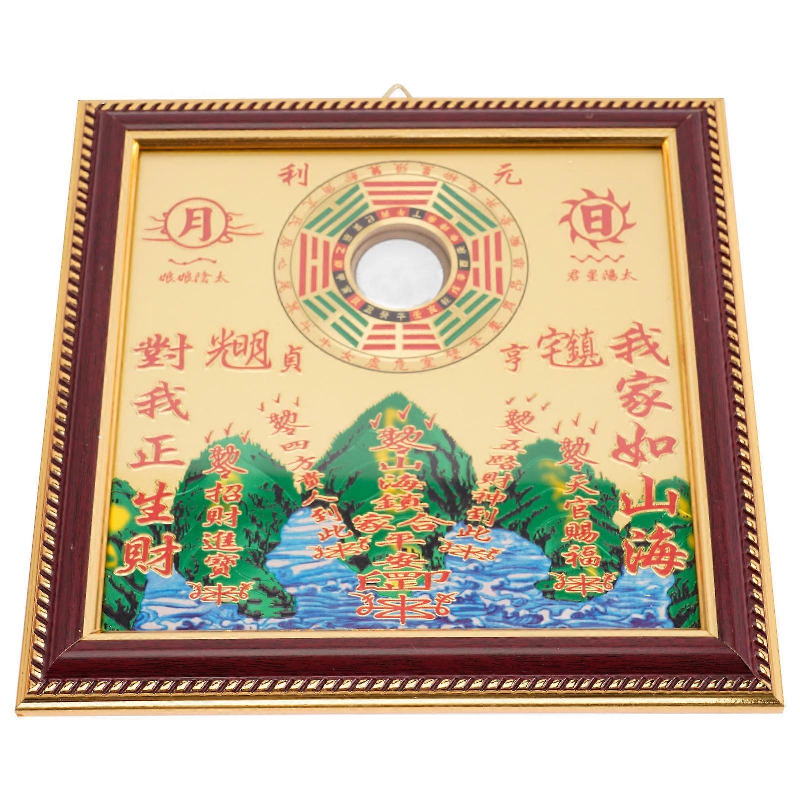 Blessing Decor Desktop Ornament Eight Trigrams Mirror Bring Luck Office Decor Density Board 7.47x7.47in Families 1Pack