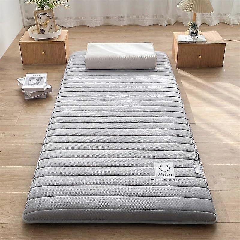 Thick Japanese Folding Floor Mattress, Portable Guest Sleeping Mat, Upgraded Futon for Sofa Bed and Dormitory 0.8*1.9m Grey