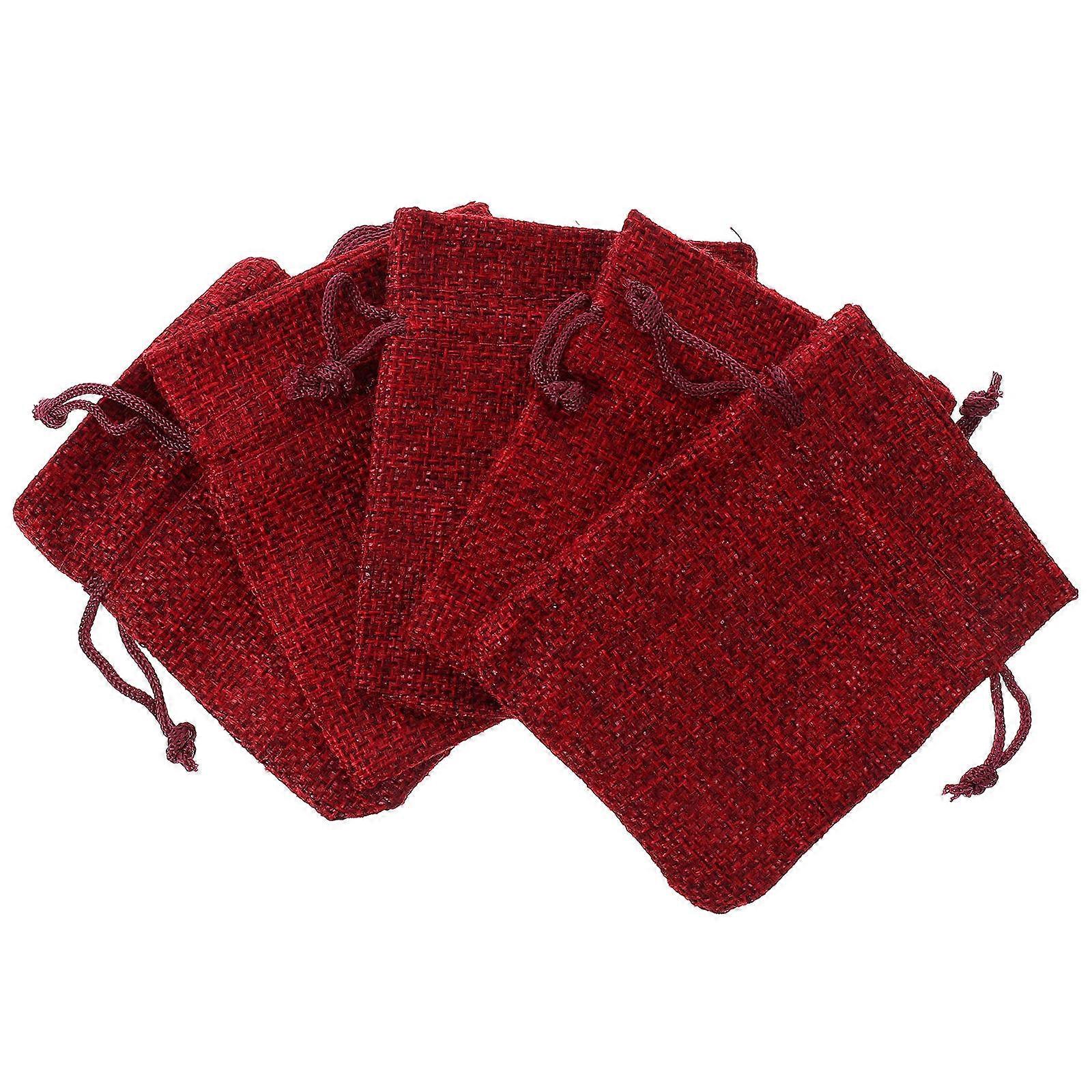 Drawstring Pouches Imitation Linen 9X7CM Weddings present Packing 50Pcs