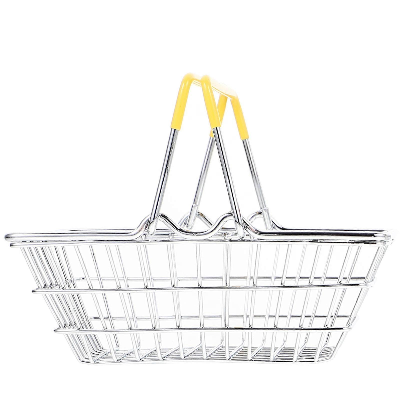 Mini Handheld Basket Desktop Storage Basket for Storage Use Green Iron