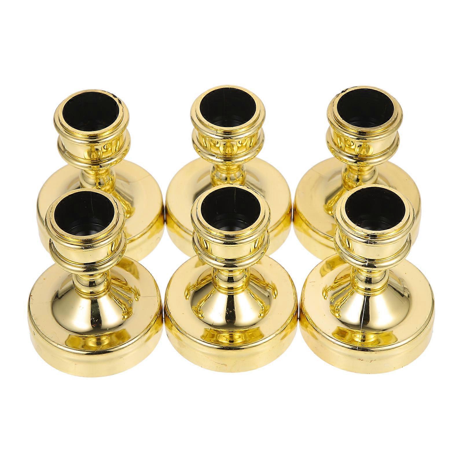 Taper Holders For Candles Simple ABS Candleholders Golden 5.5X5.5X6CM 6Set For Home Decor